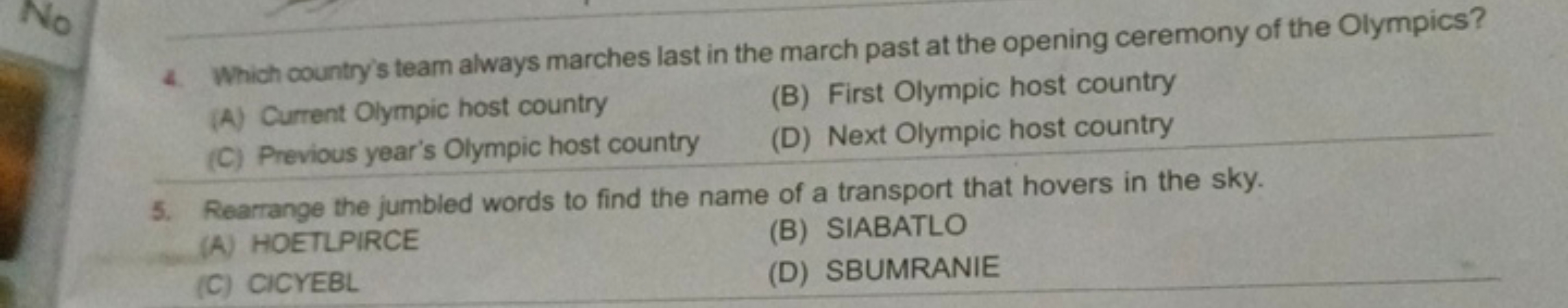 4. Which country's team always marches last in the march past at the o