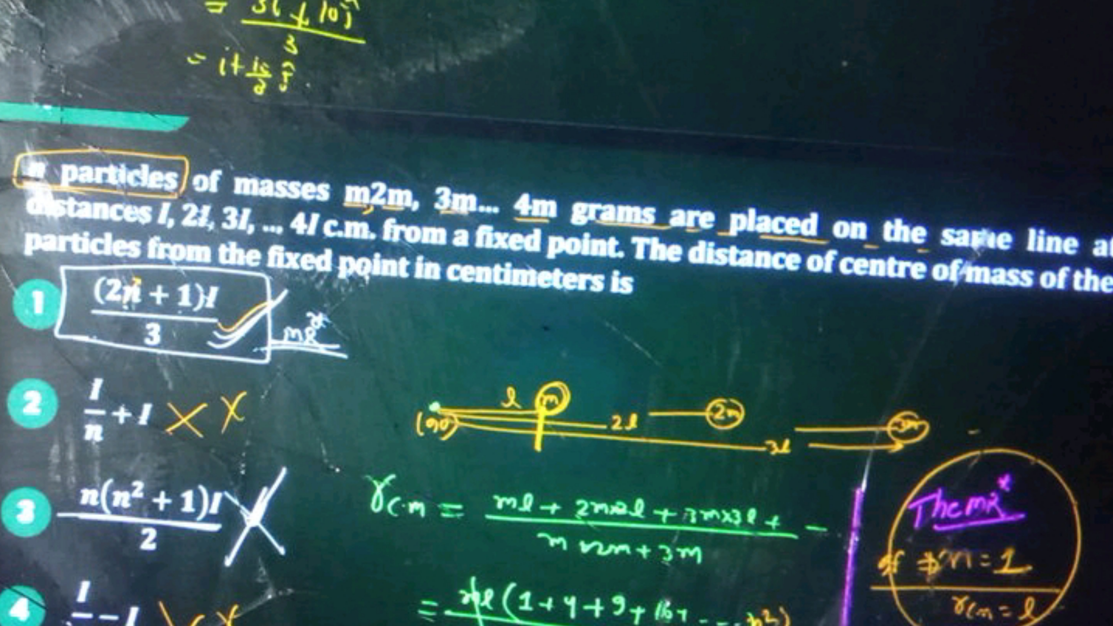 Ca particles of masses m/2 m,3 m... In grams are placed on the save li