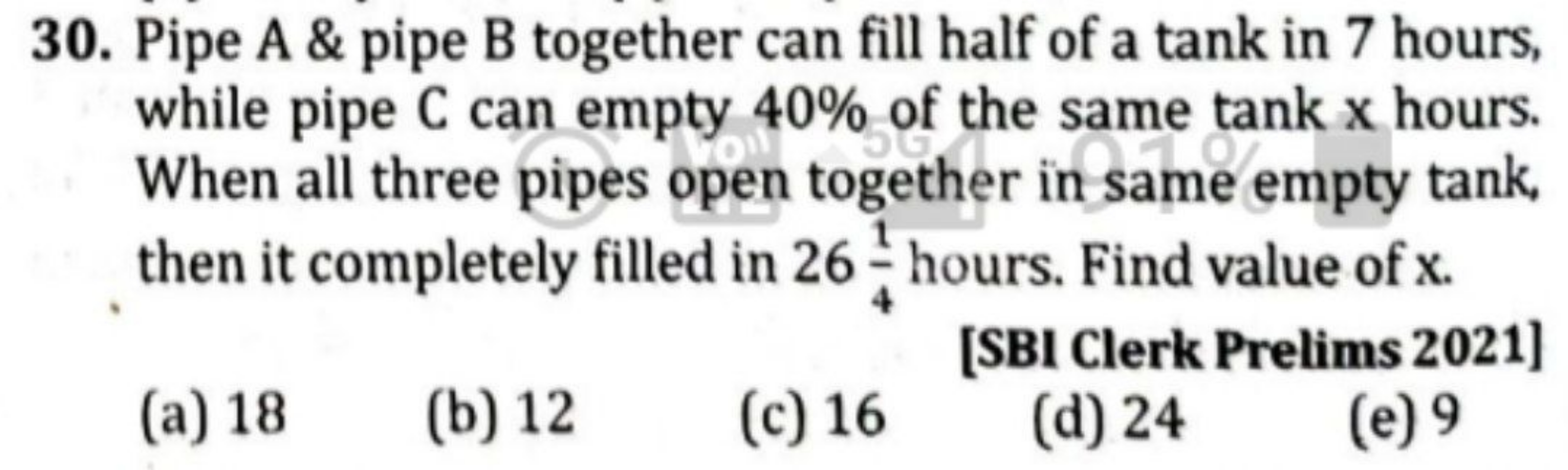 30. Pipe A \& pipe B together can fill half of a tank in 7 hours, whil