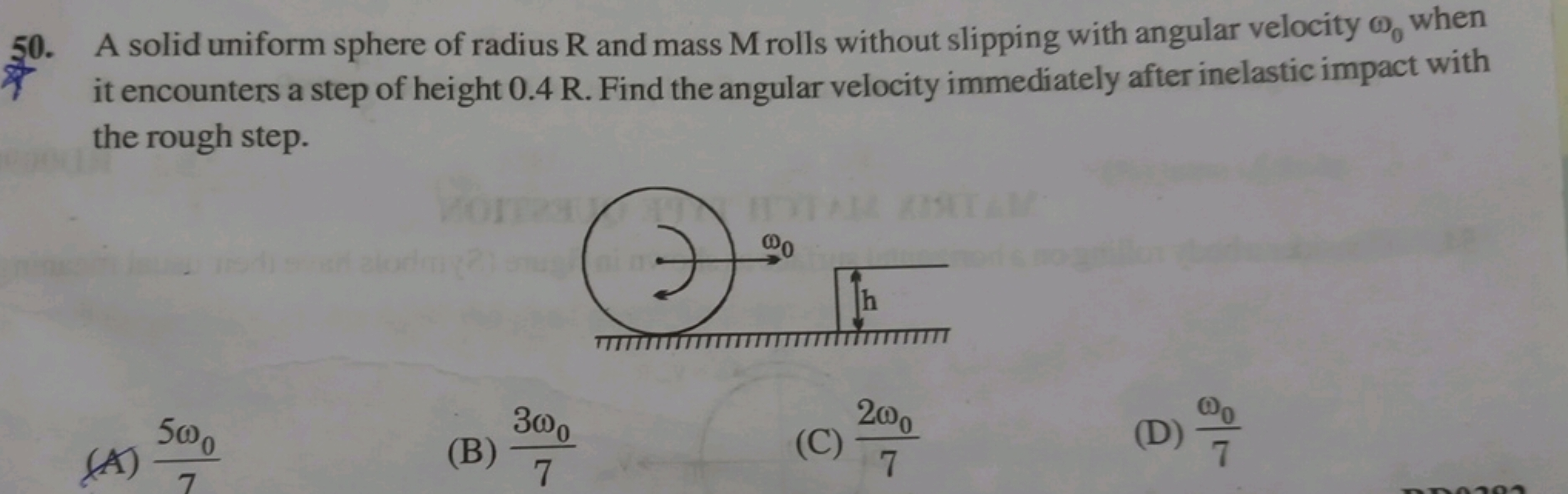 50. A solid uniform sphere of radius R and mass M rolls without slippi