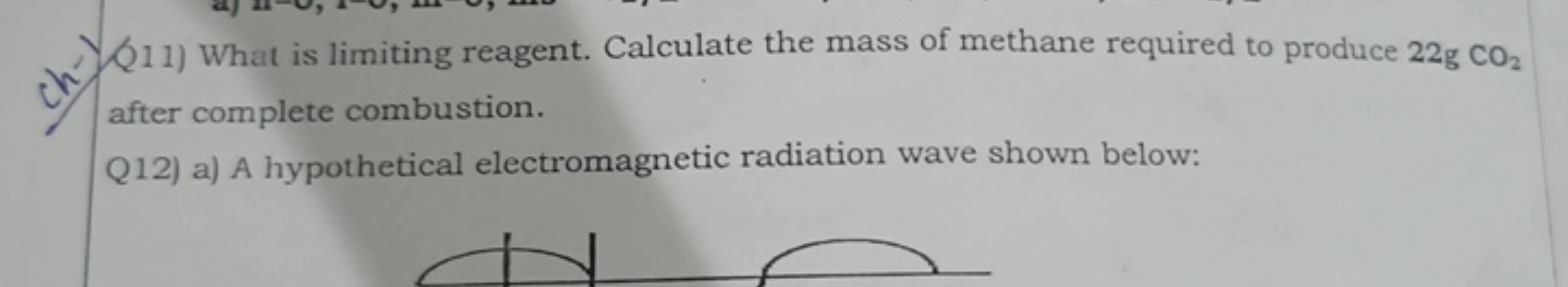 Ch11) What is limiting reagent. Calculate the mass of methane required