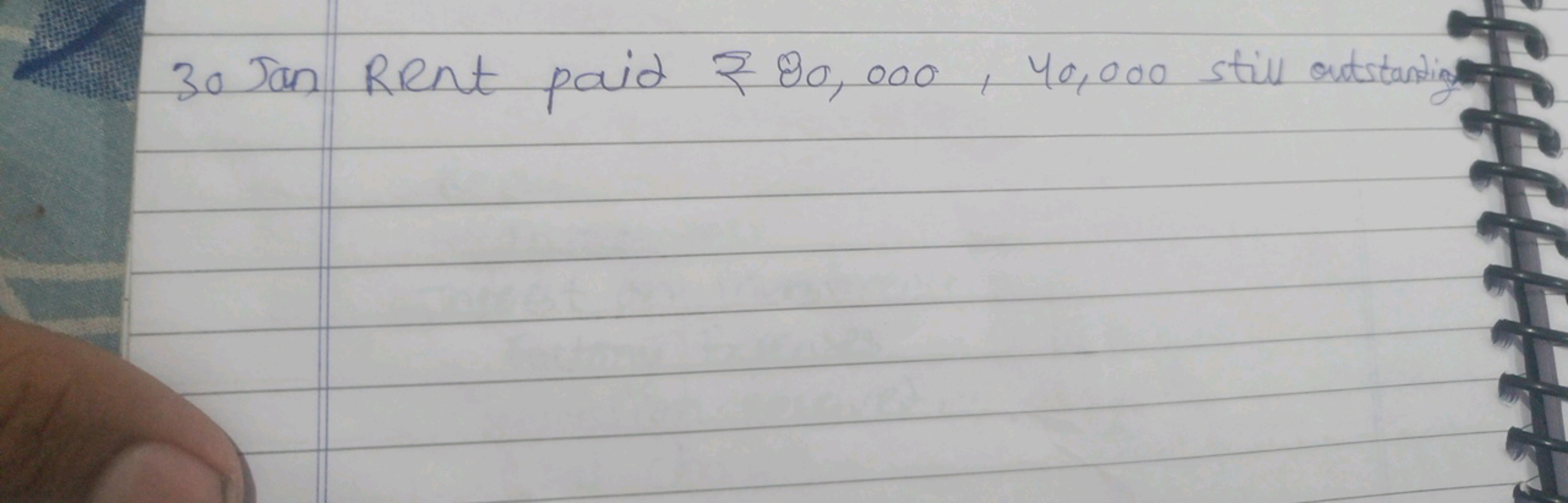 30 Jan Rent paid 280, 000, 40,000 still outstanding