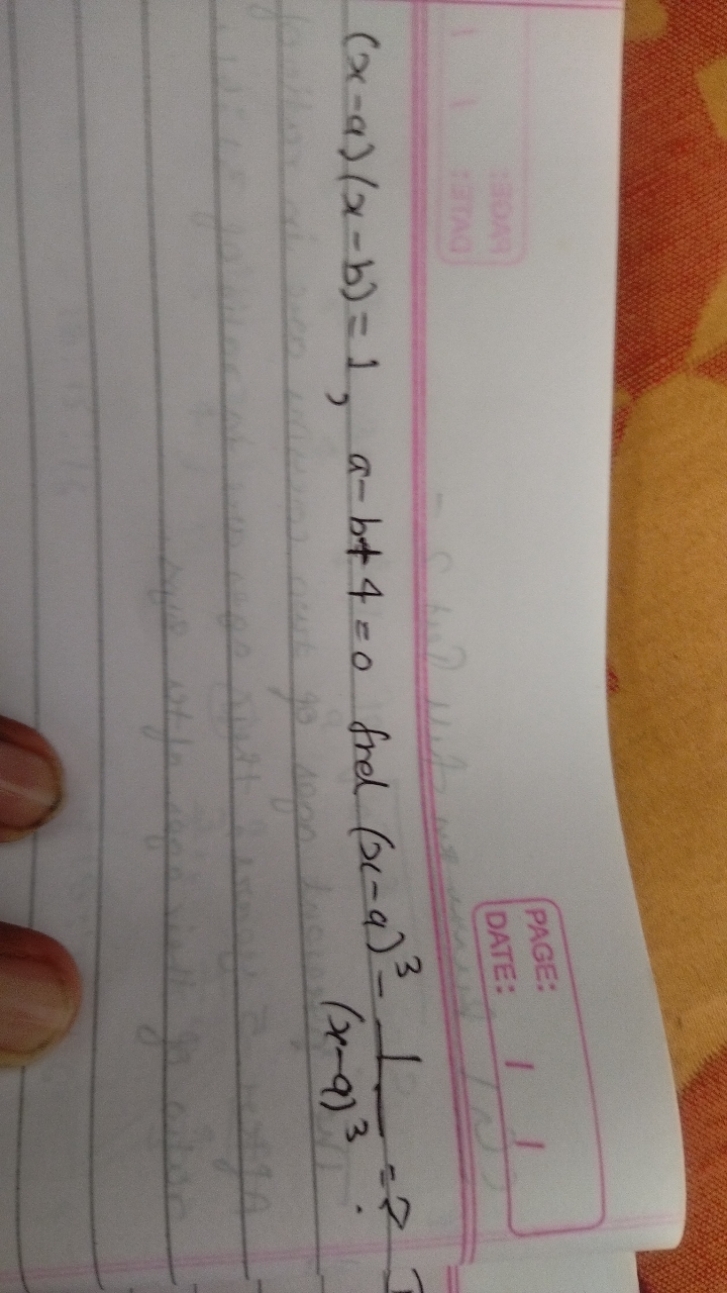 (x−a)(x−b)=1,a−b+4=0 fred (x−a)3−(x−a)31​= ?