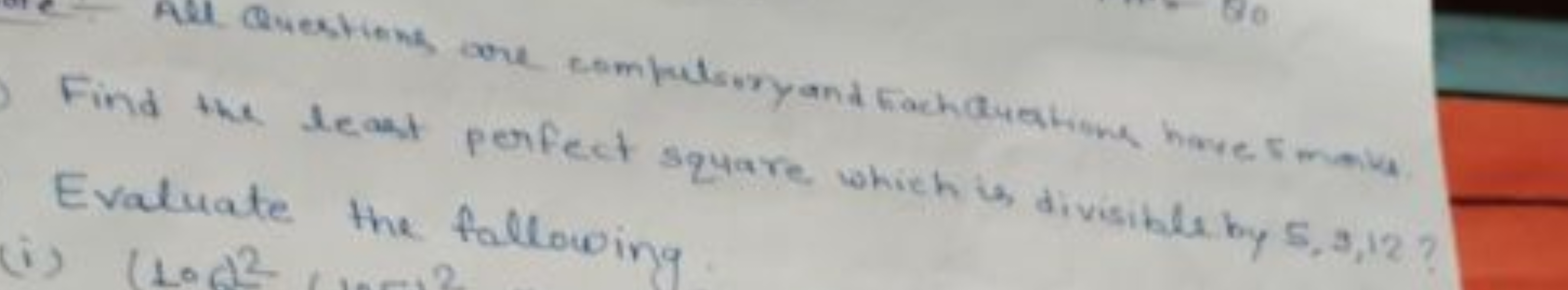 Ave Questions ore somkulsiyand wachayahine hoe 5 mmk
Find the least pe