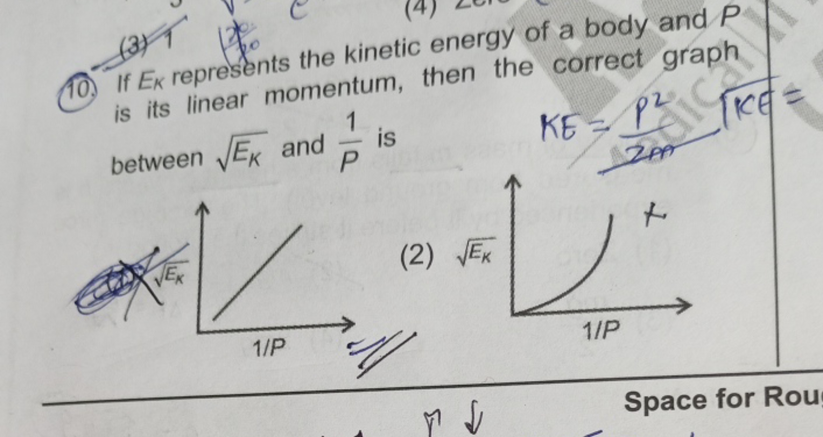 10. If EK​ represents the kinetic energy of a body and P is its linear