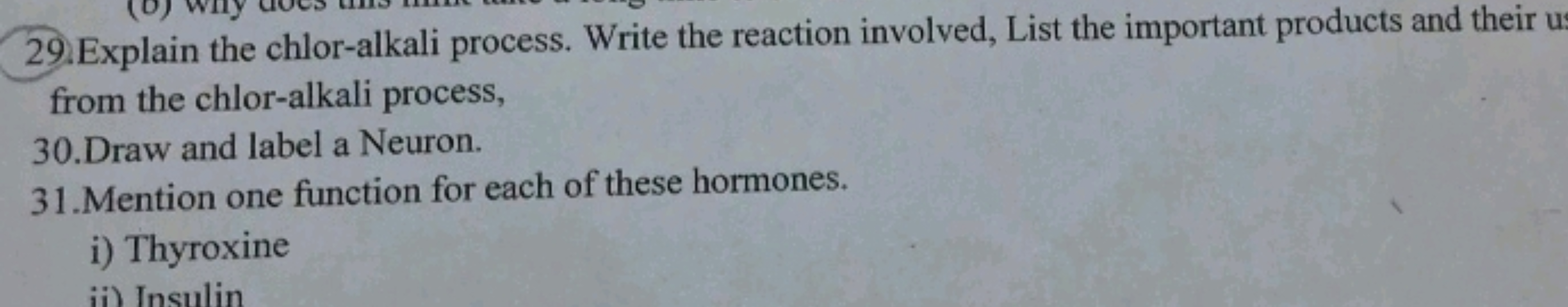 29. Explain the chlor-alkali process. Write the reaction involved, Lis