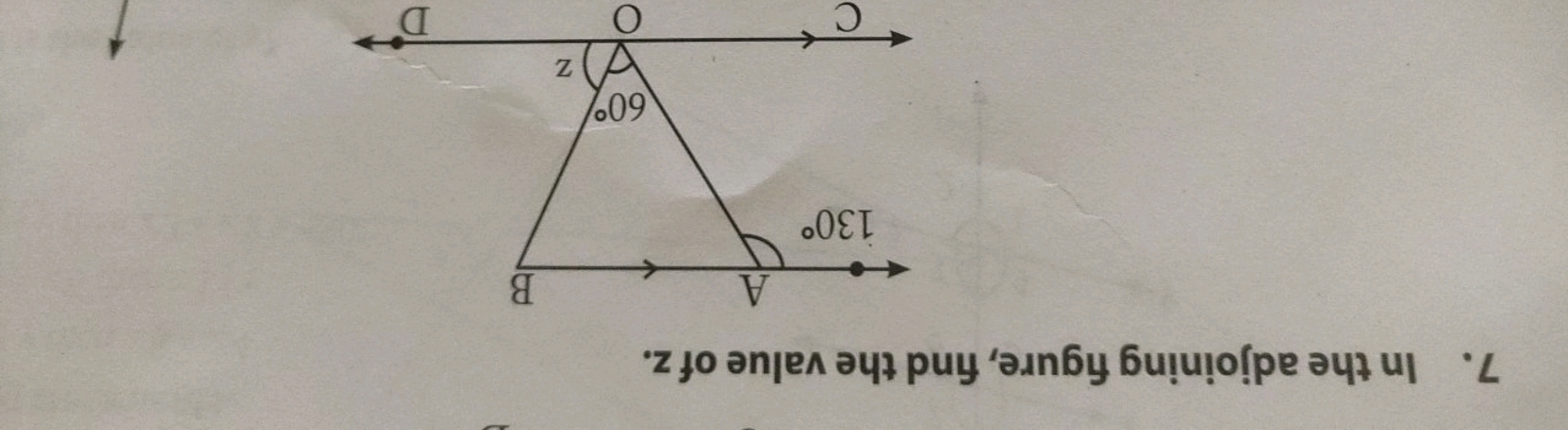 7. In the adjoining figure, find the value of z.