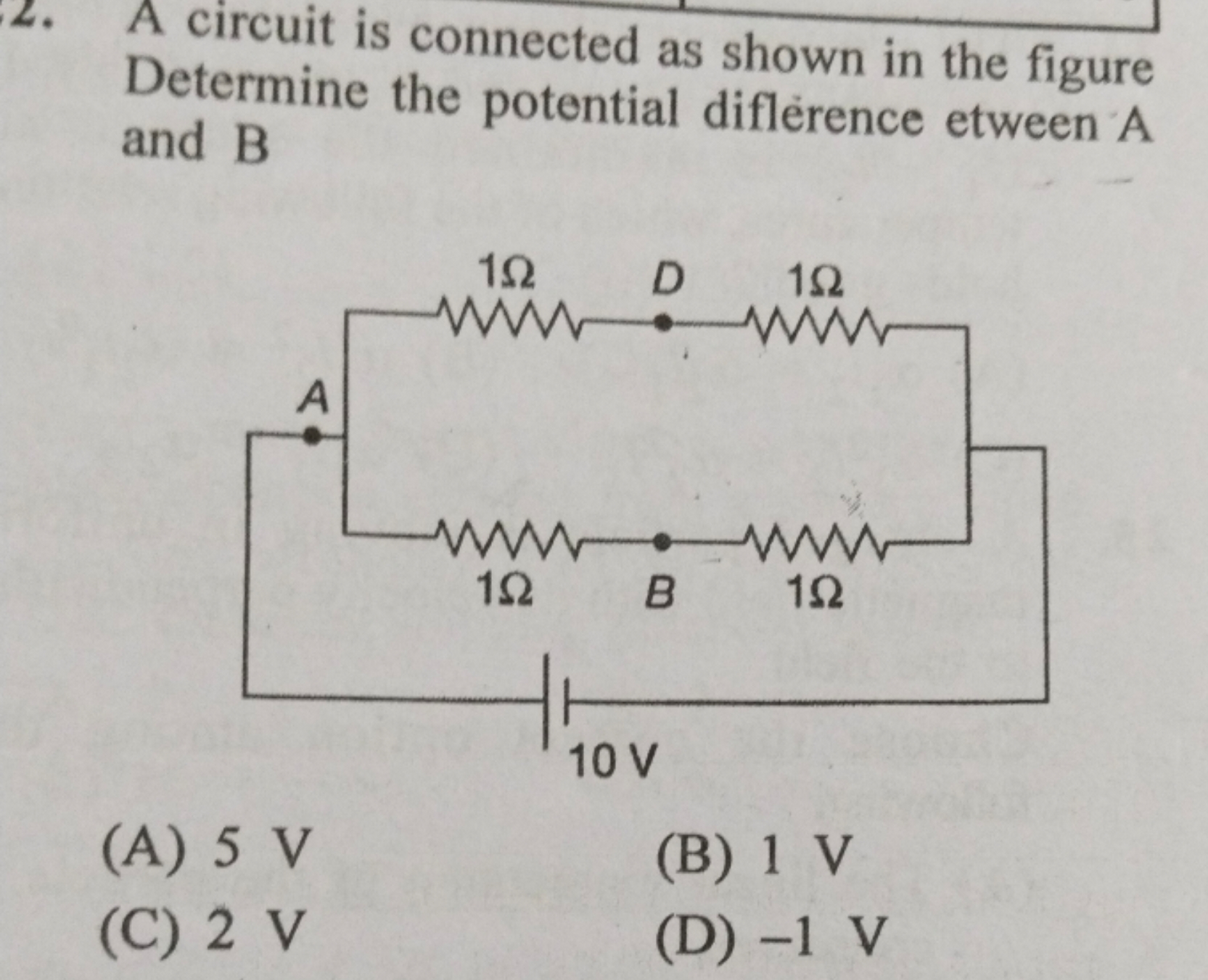 2. A circuit is connected as shown in the figure Determine the potenti