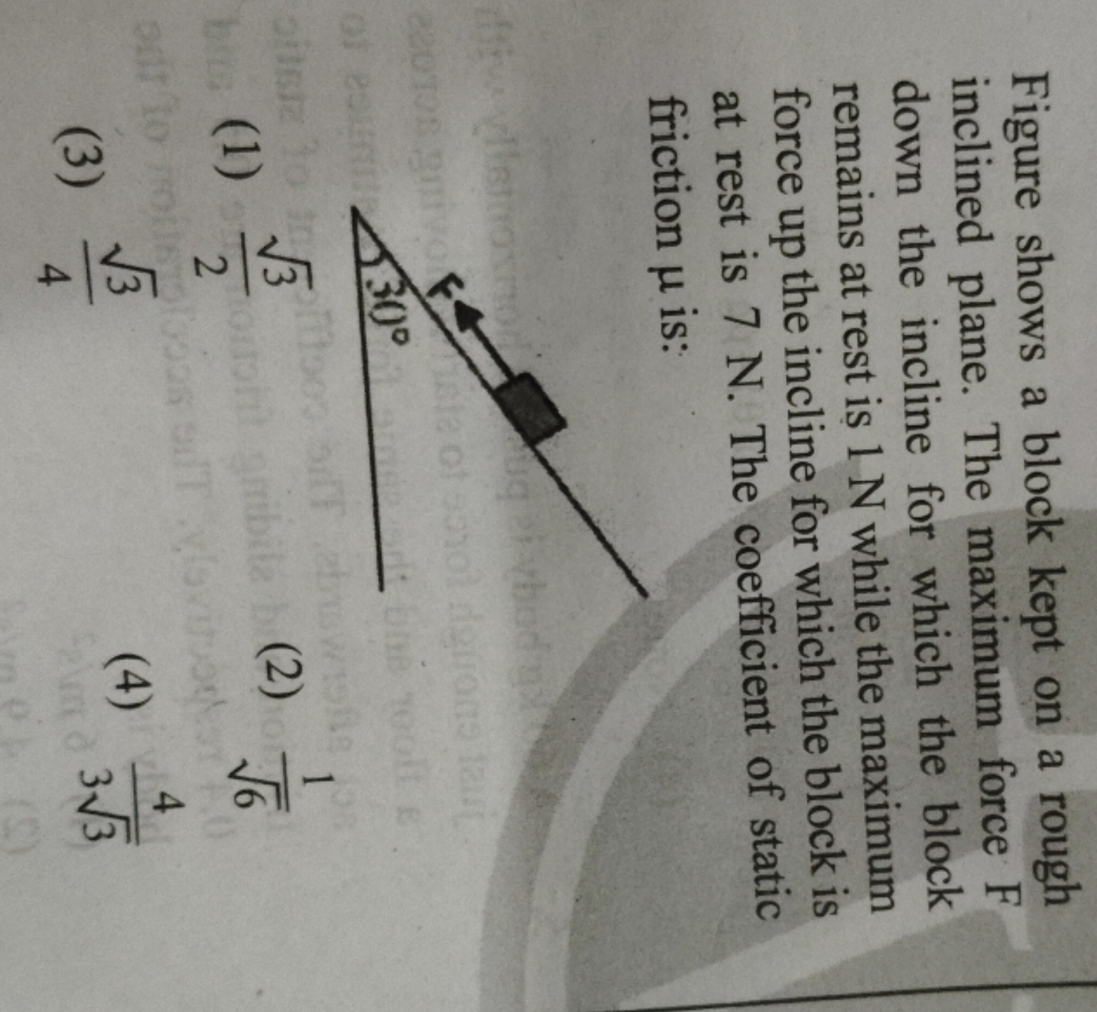 Figure shows a block kept on a rough inclined plane. The maximum force