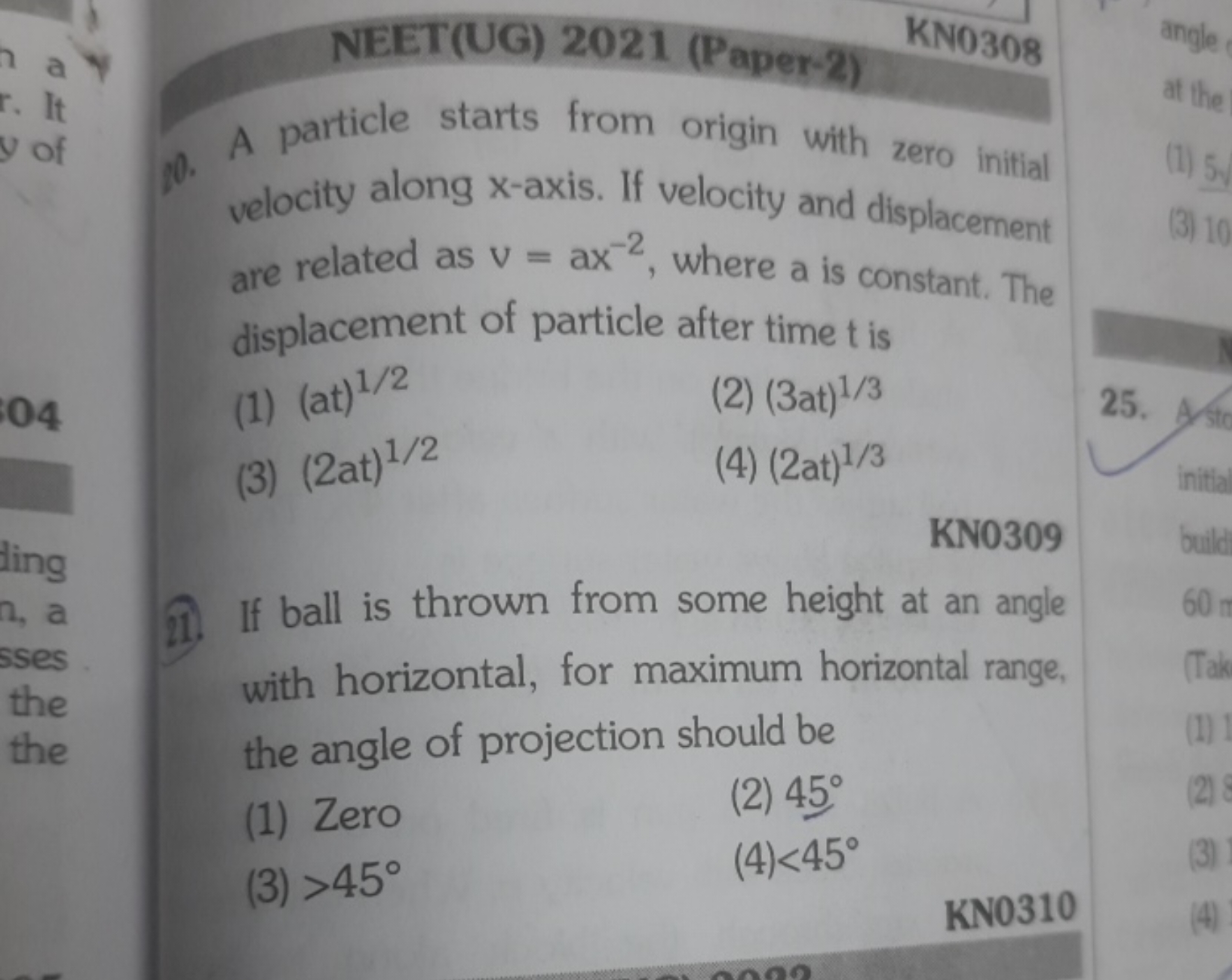 10. A particle starts from origin with zero initial velocity along x-a