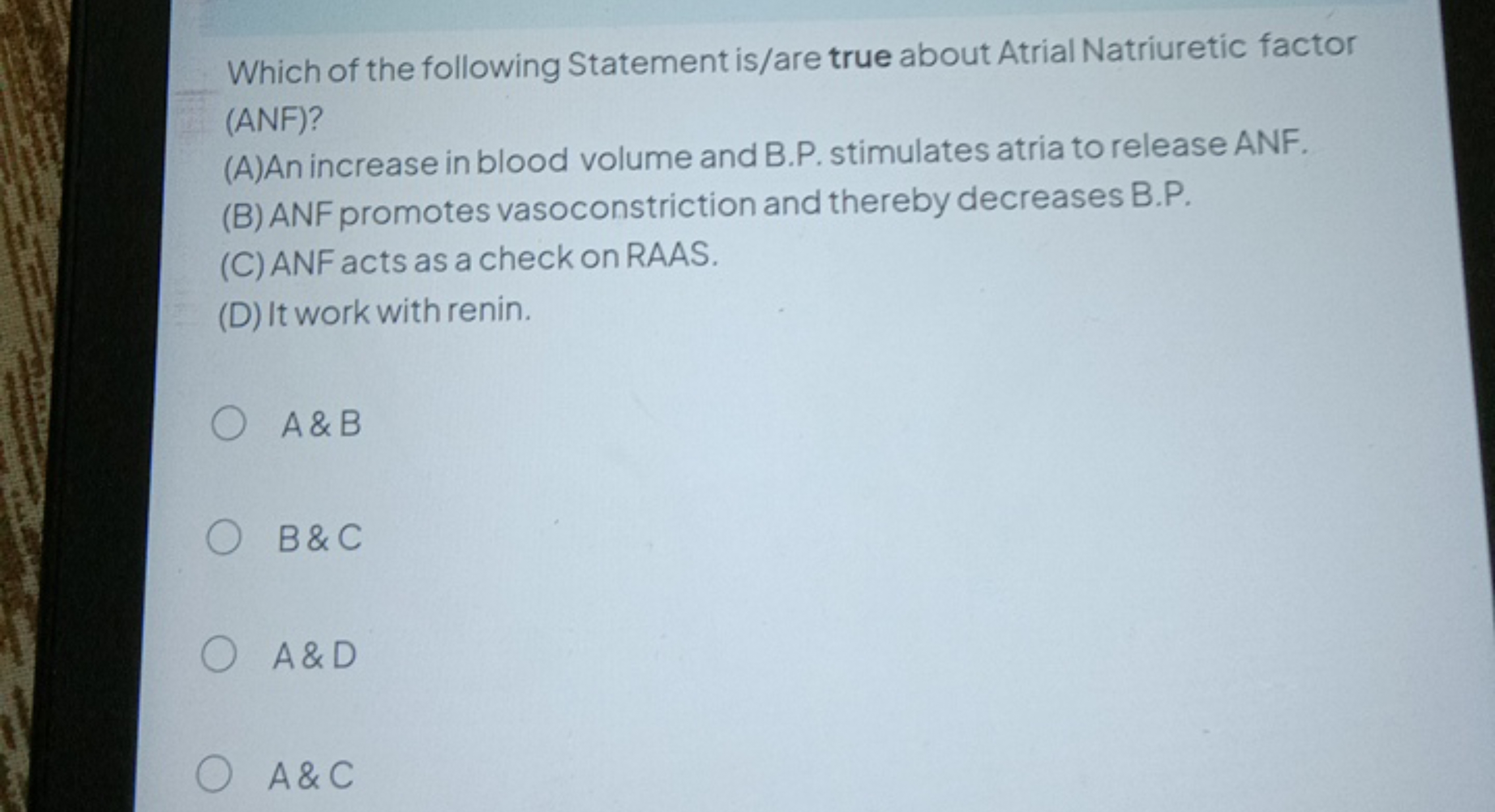 Which of the following Statement is/are true about Atrial Natriuretic 