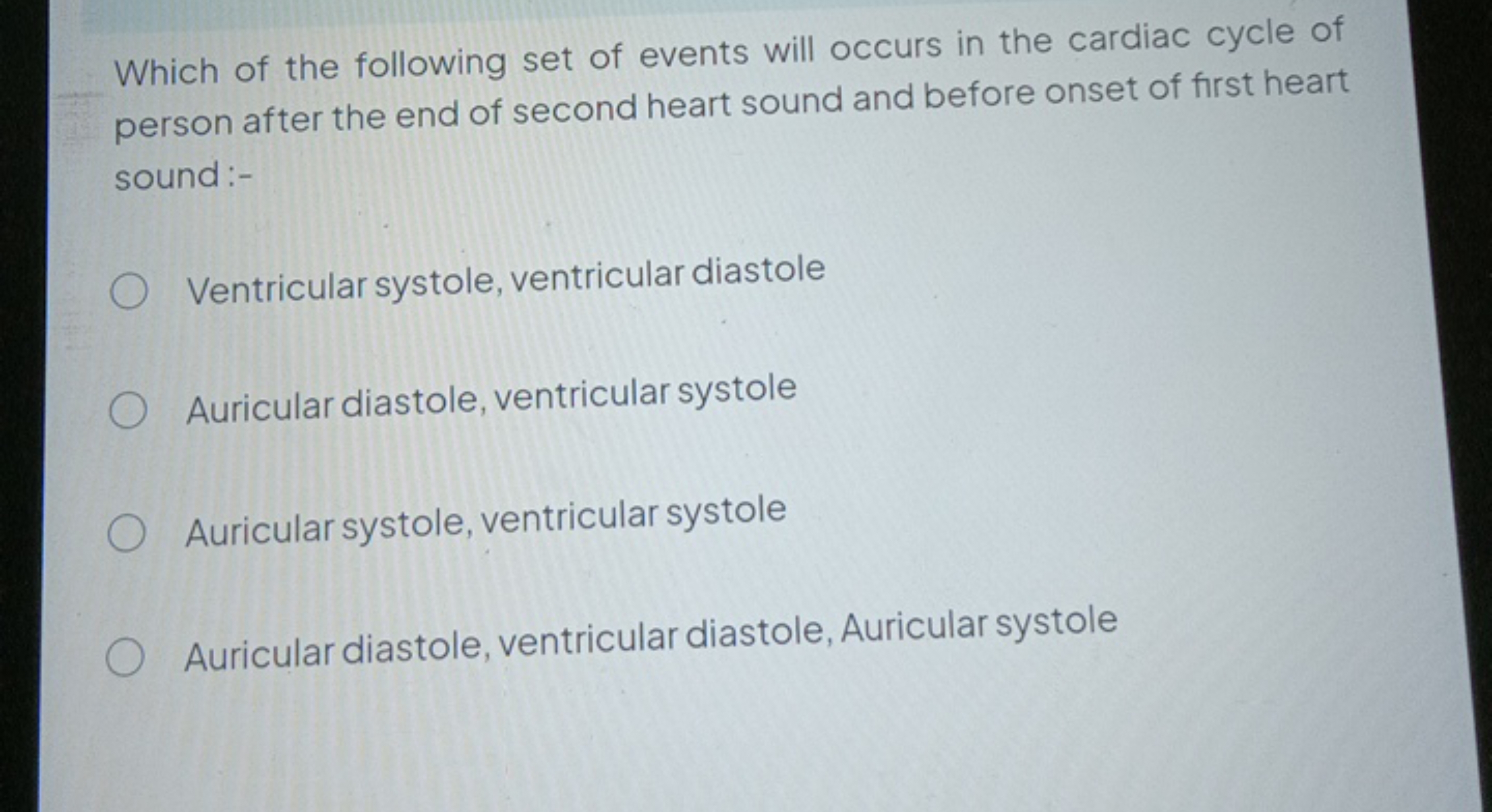 Which of the following set of events will occurs in the cardiac cycle 