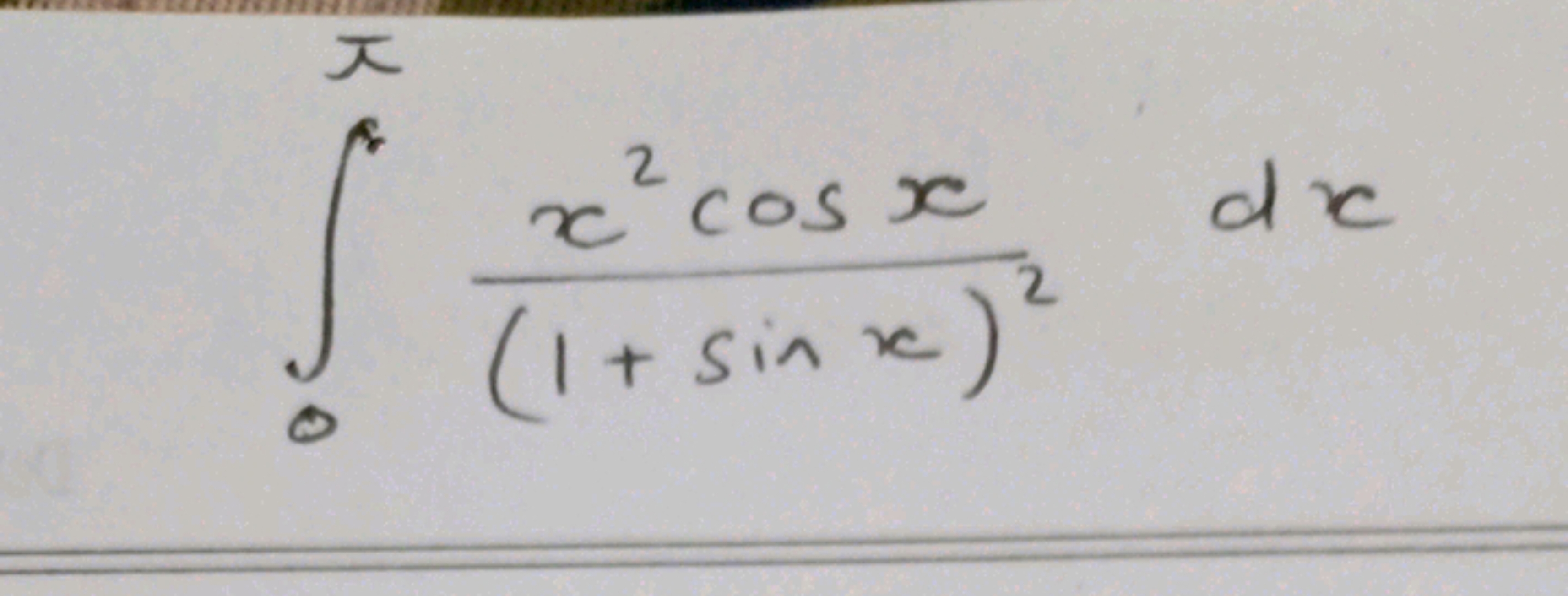 ∫0π​(1+sinx)2x2cosx​dx