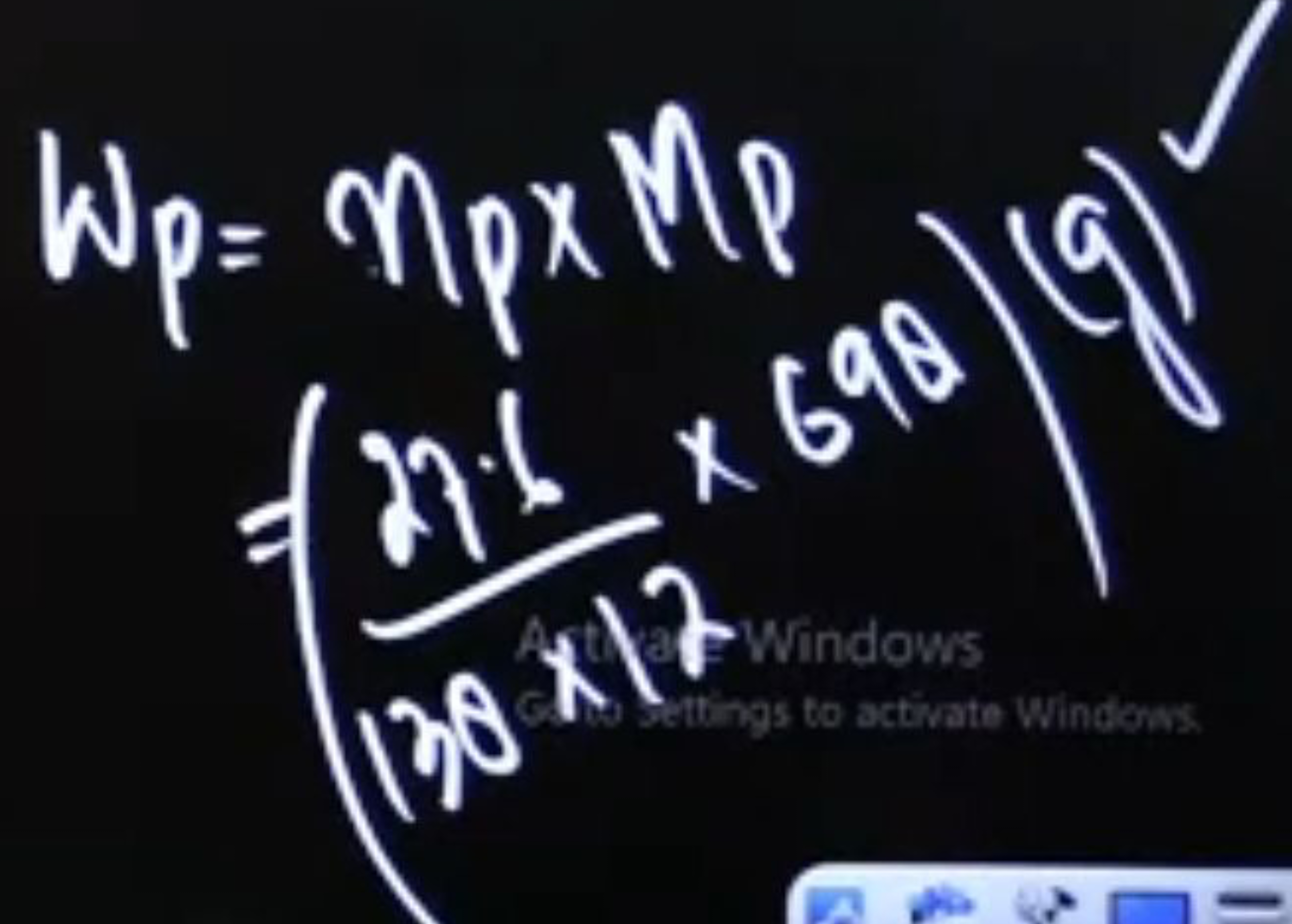 Wp​​=np​×Mp​=(10n1​1​×60×798​