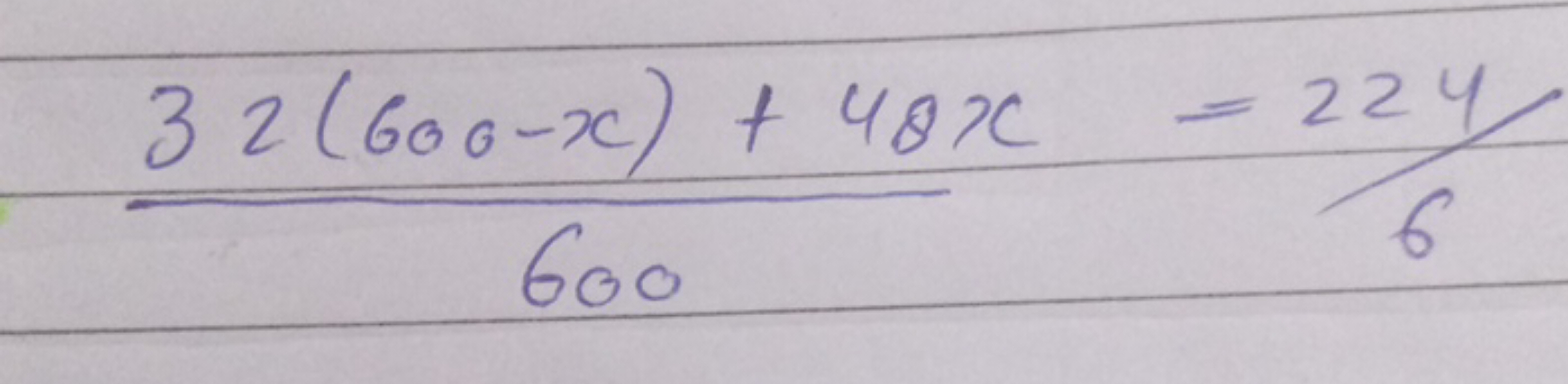 60032(600−x)+48x​=6224​