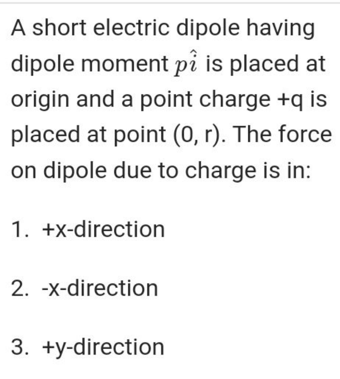 A short electric dipole having dipole moment pi^ is placed at origin a