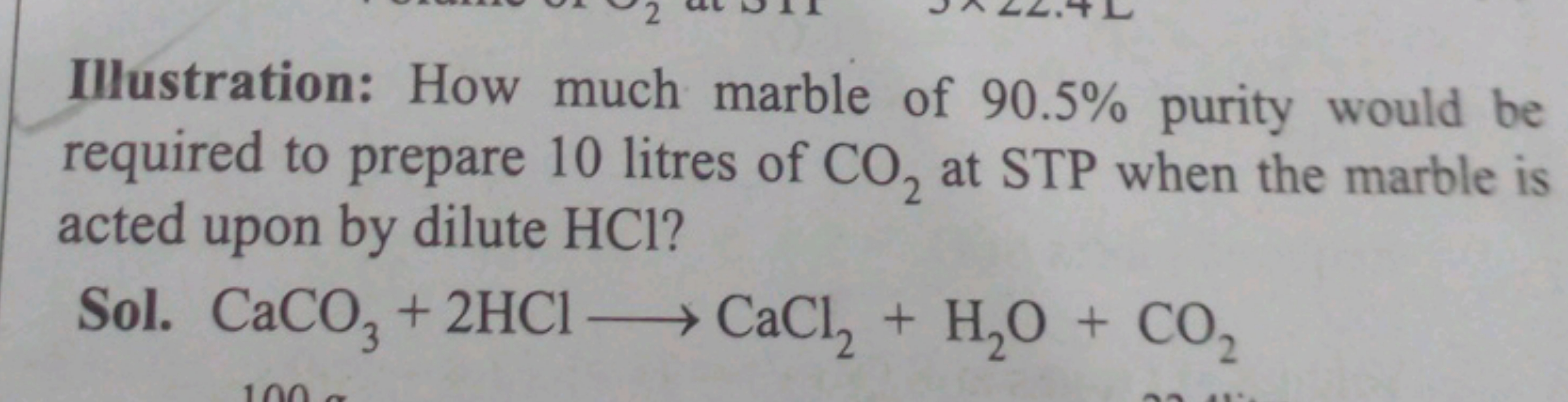 Illustration: How much marble of 90.5% purity would be required to pre