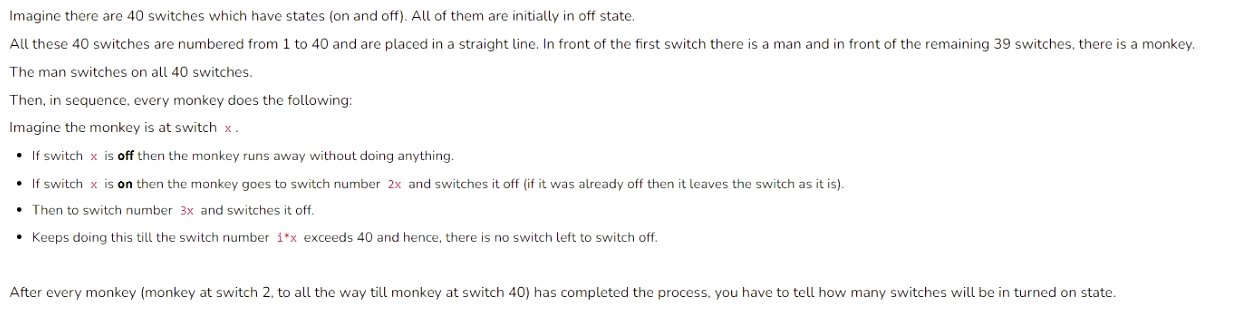 Imagine there are 40 switches which have states (on and off). All of t