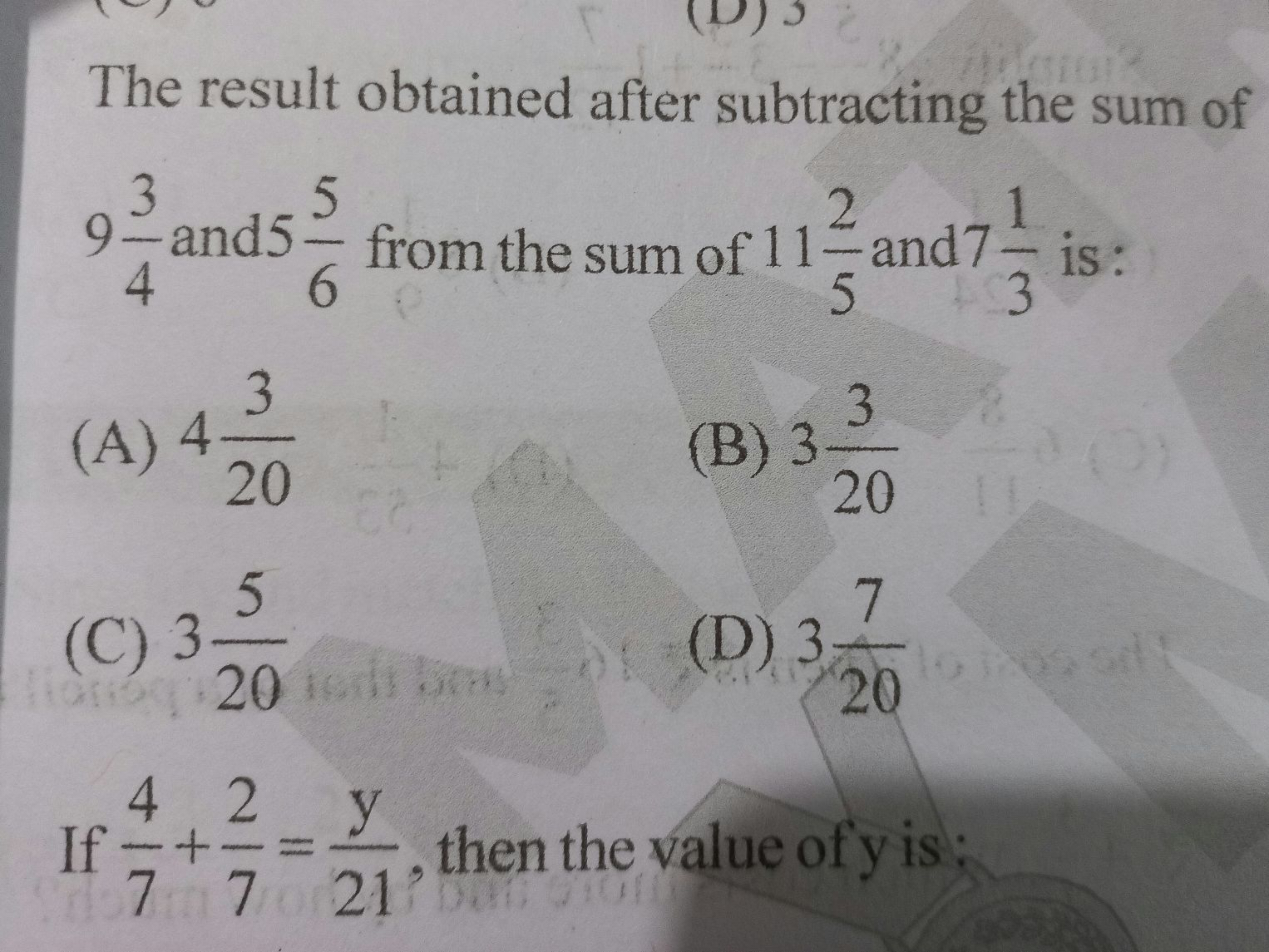 The result obtained after subtracting the sum of 943​ and 565​ from th