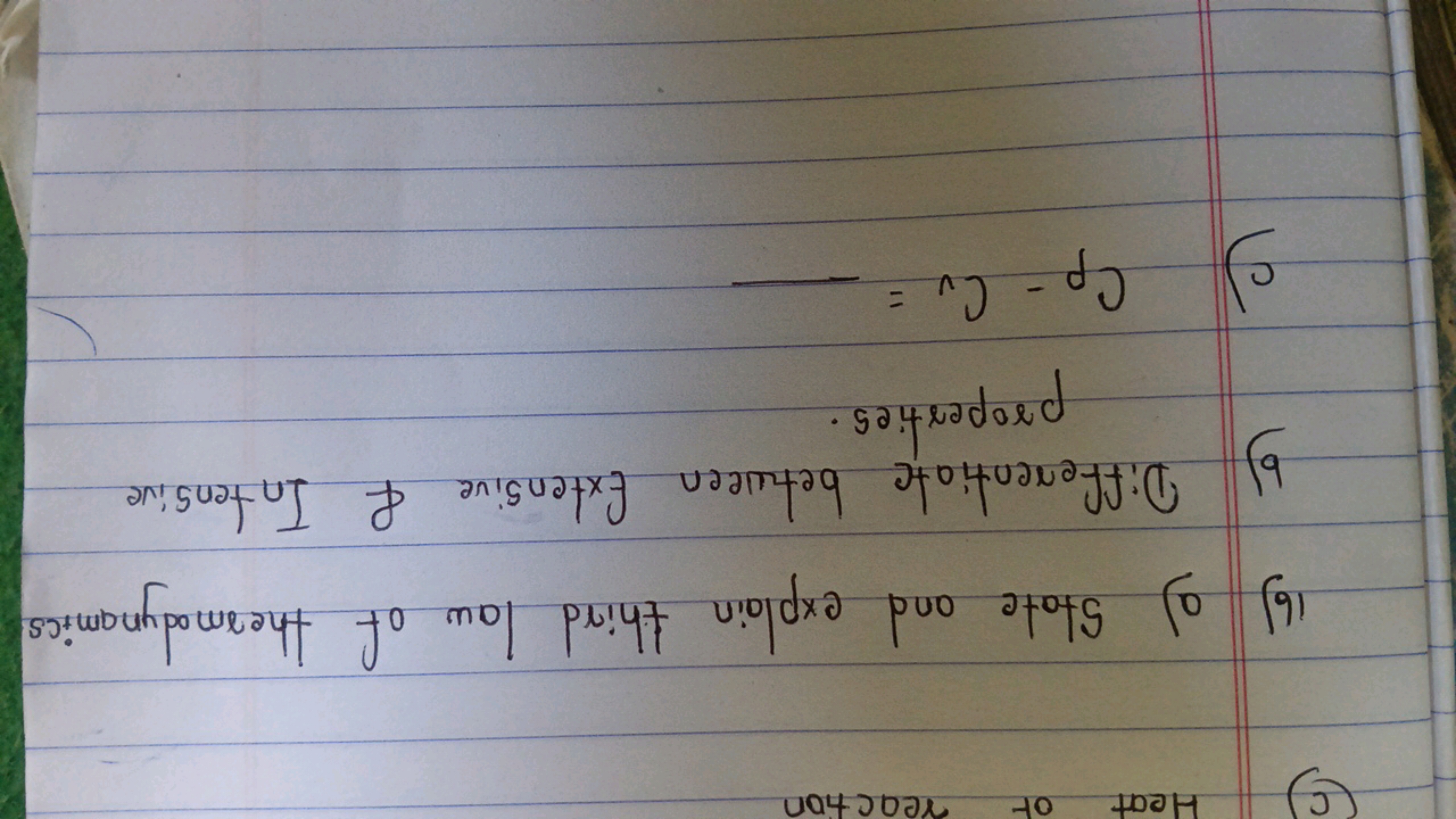 Heat
of reaction.
(6) a) State and explain third law of thermodynamics