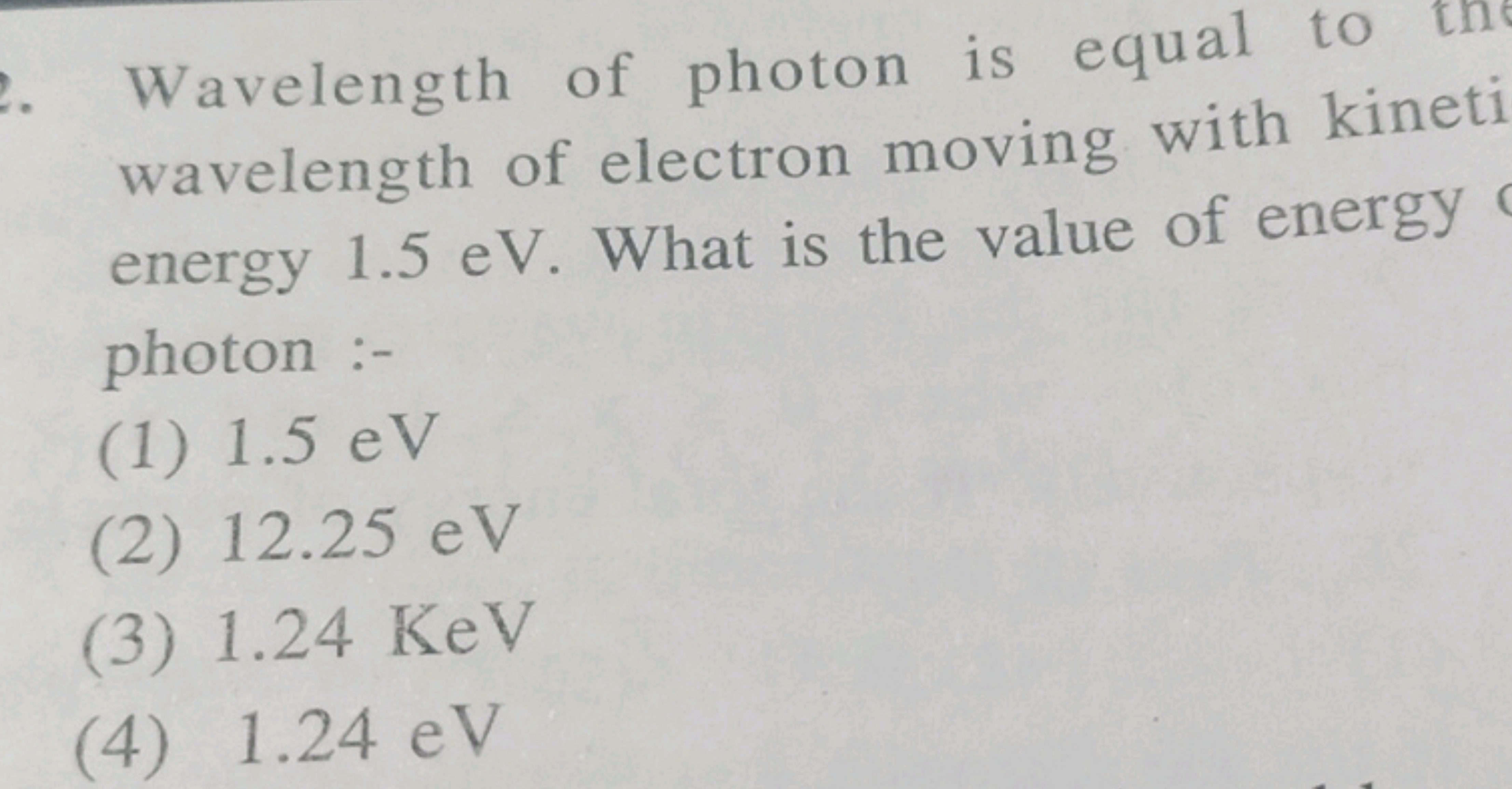 Wavelength of photon is equal to wavelength of electron moving with ki