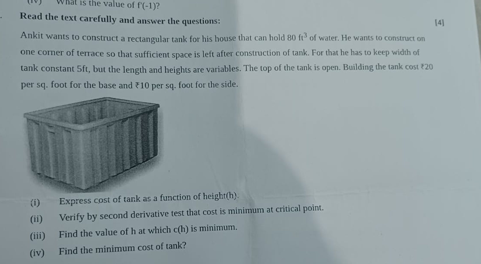 (iv) What is the value of f′(−1) ?

Read the text carefully and answer