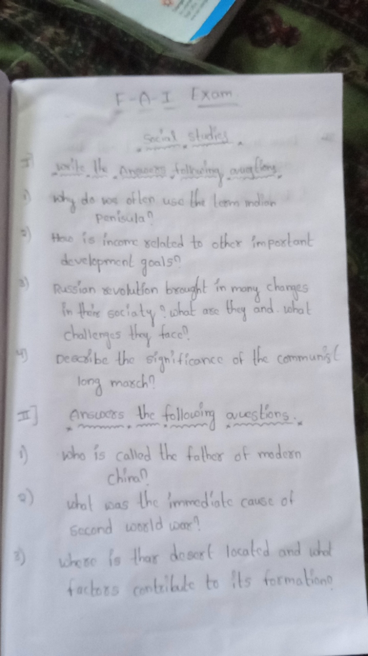 F−A−I Exam
scat studies.
will. The Answers following cavallas:
1) why 