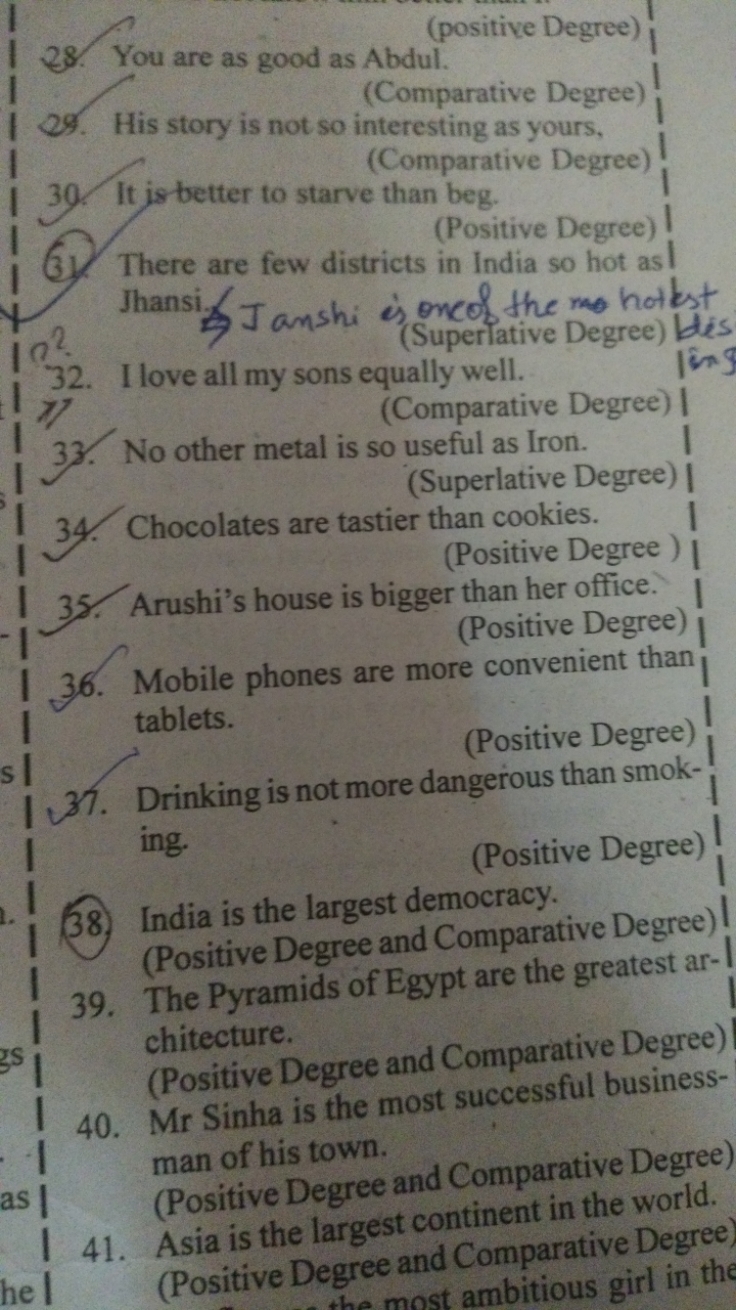 28. You are as good as Abdul.
(positive Degree)
(Comparative Degree)
2