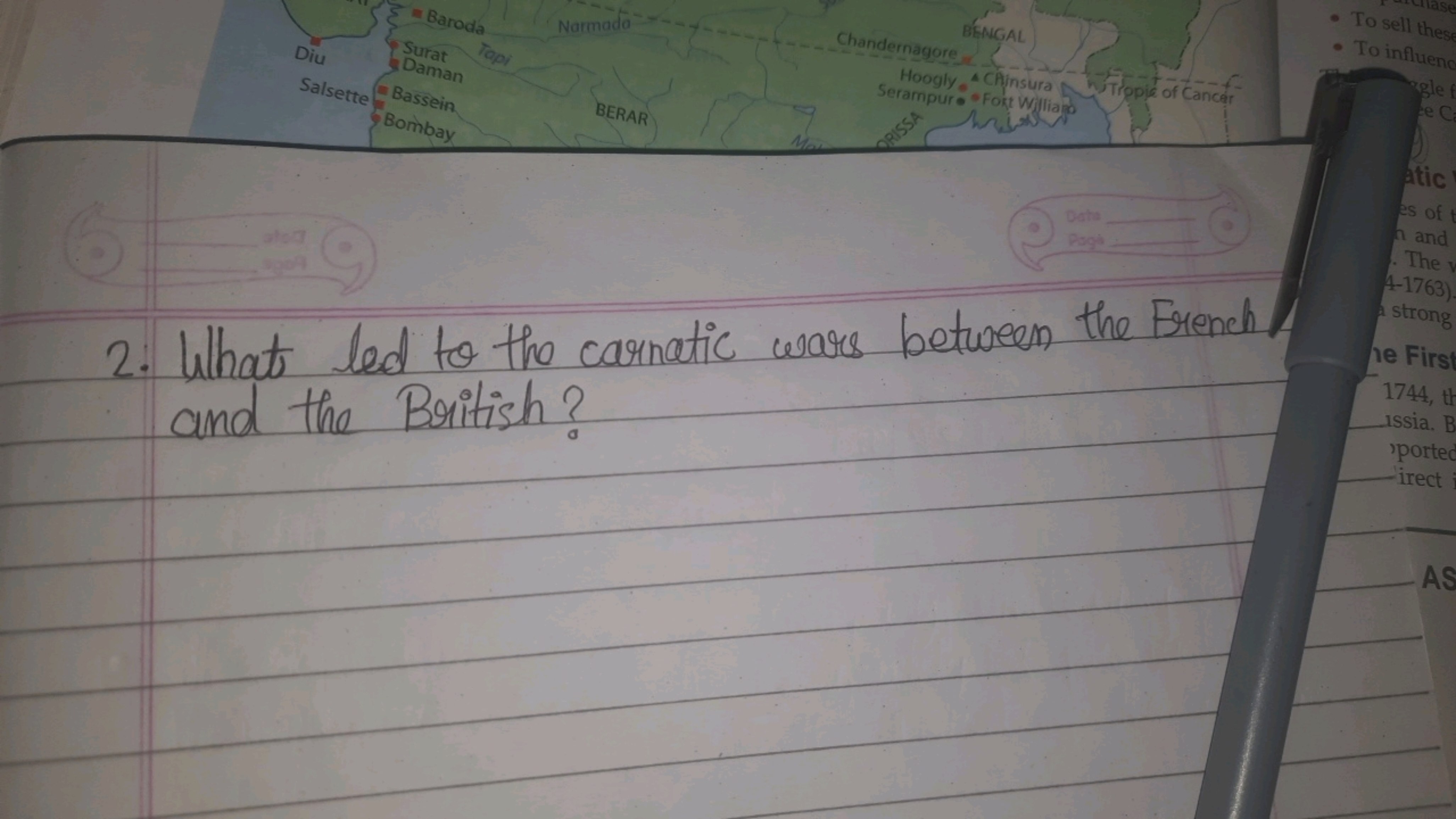 2. What led to tho carnatic wars between the French and the British?