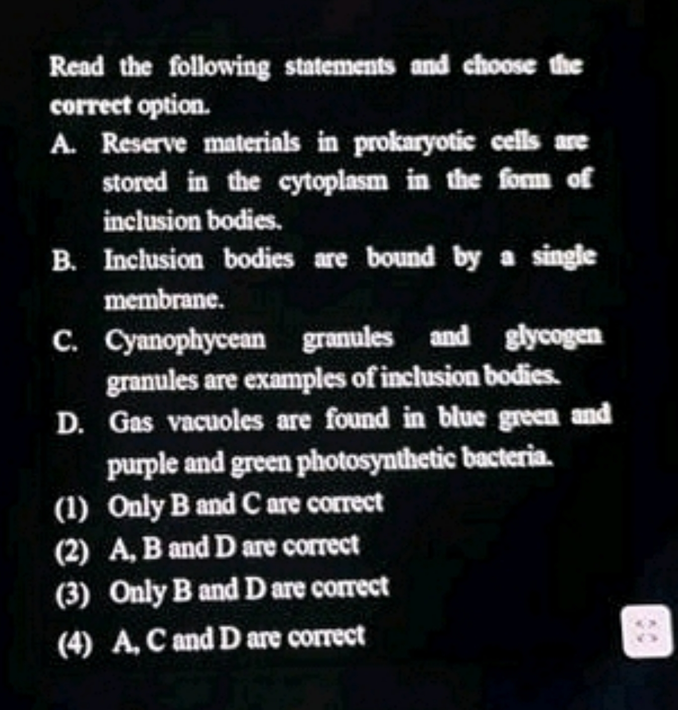 Read the following statements and choose the correct option. A. Reserv