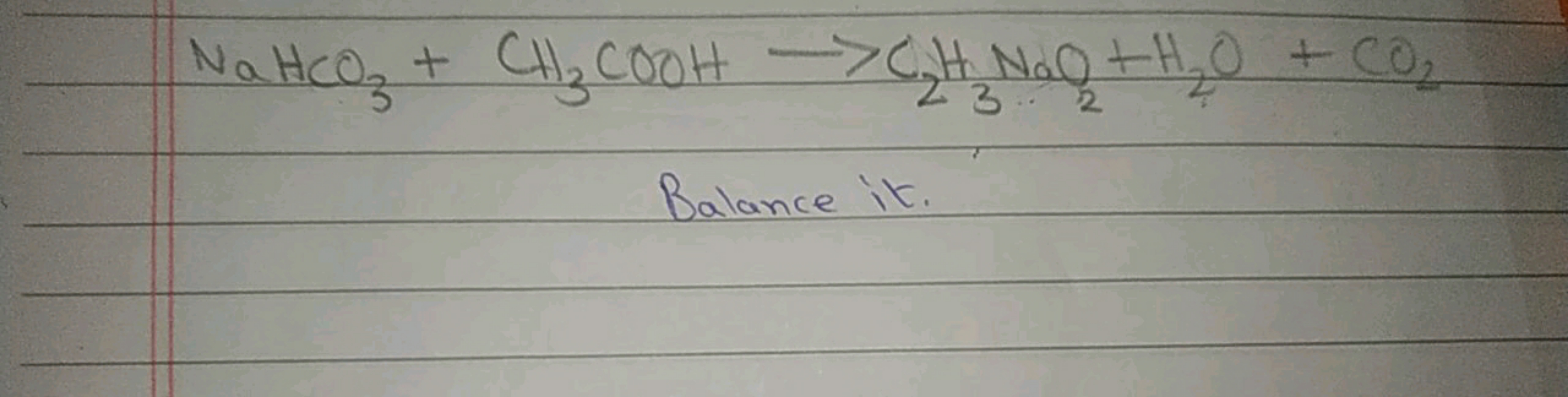 NaHCO3 + CH₂ COOH -> C₁₂H N₂O +H₂O + CO₂
Balance it.
232