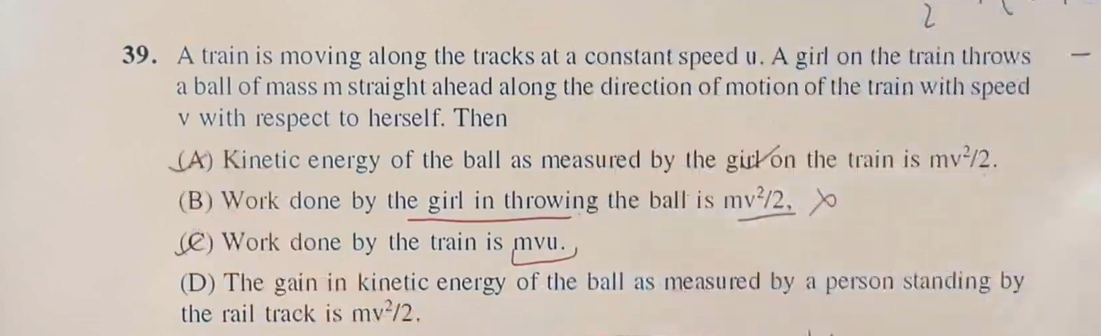 A train is moving along the tracks at a constant speed u. A girl on th