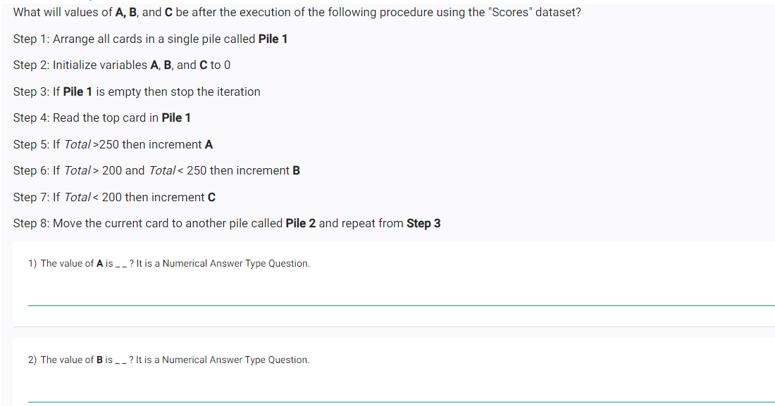 What will values of A,B, and C be after the execution of the following