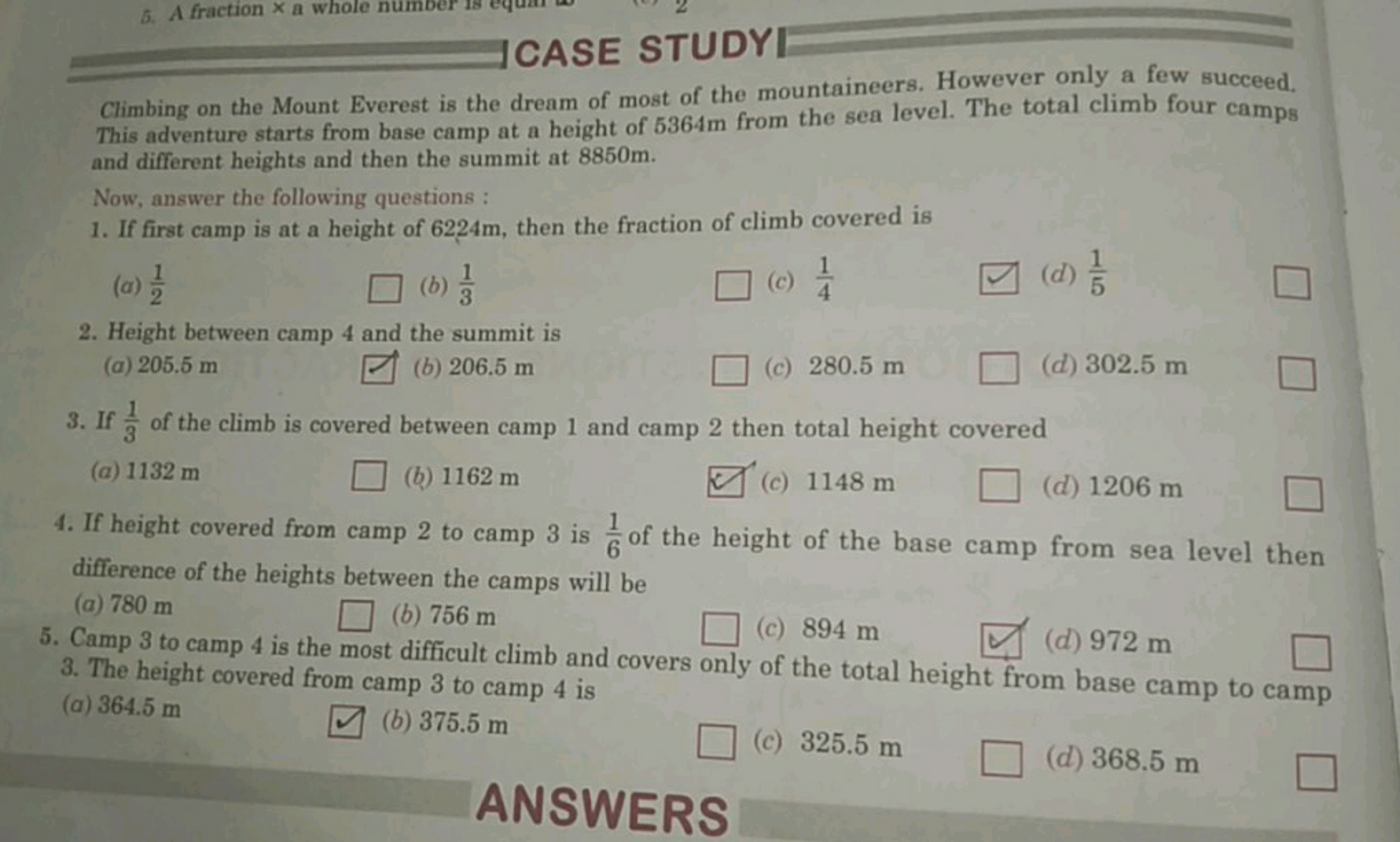 5. A fraction x a whole num
CASE STUDYI
Climbing on the Mount Everest 