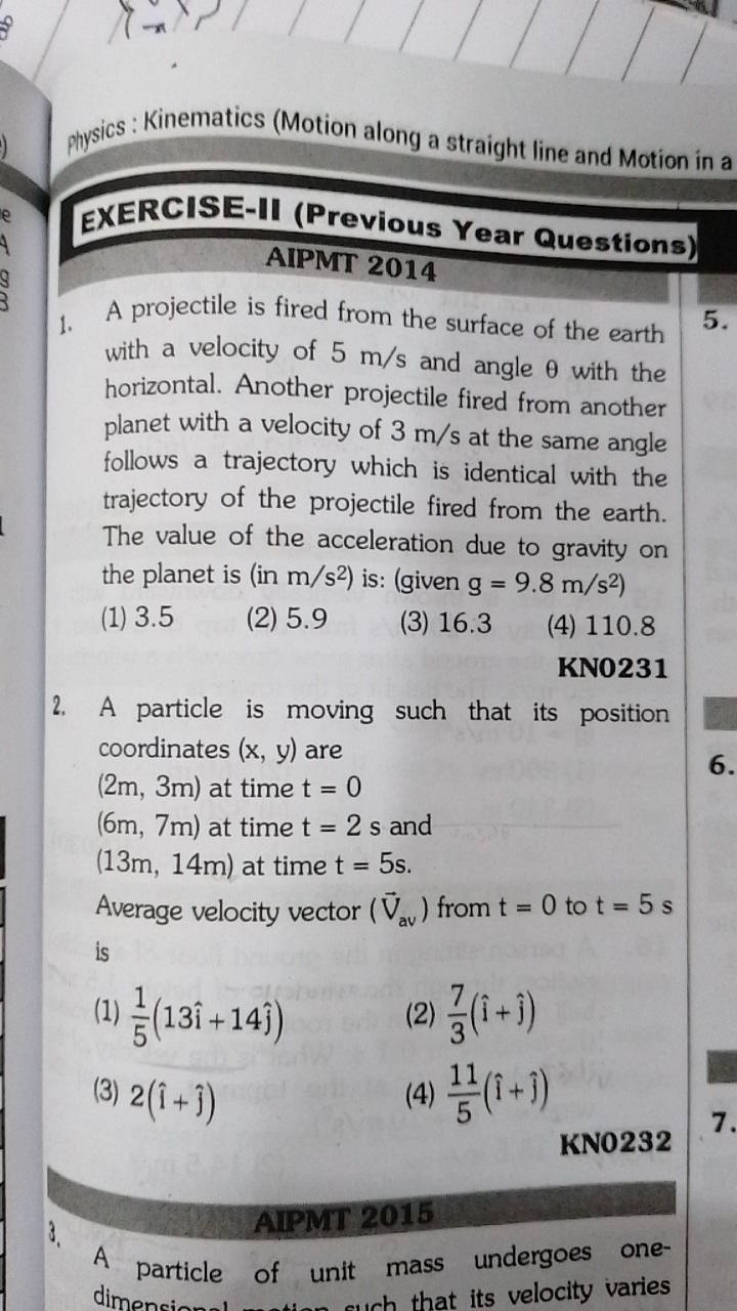 physics : Kinematics (Motion along a straight line and Motion in a
EXE