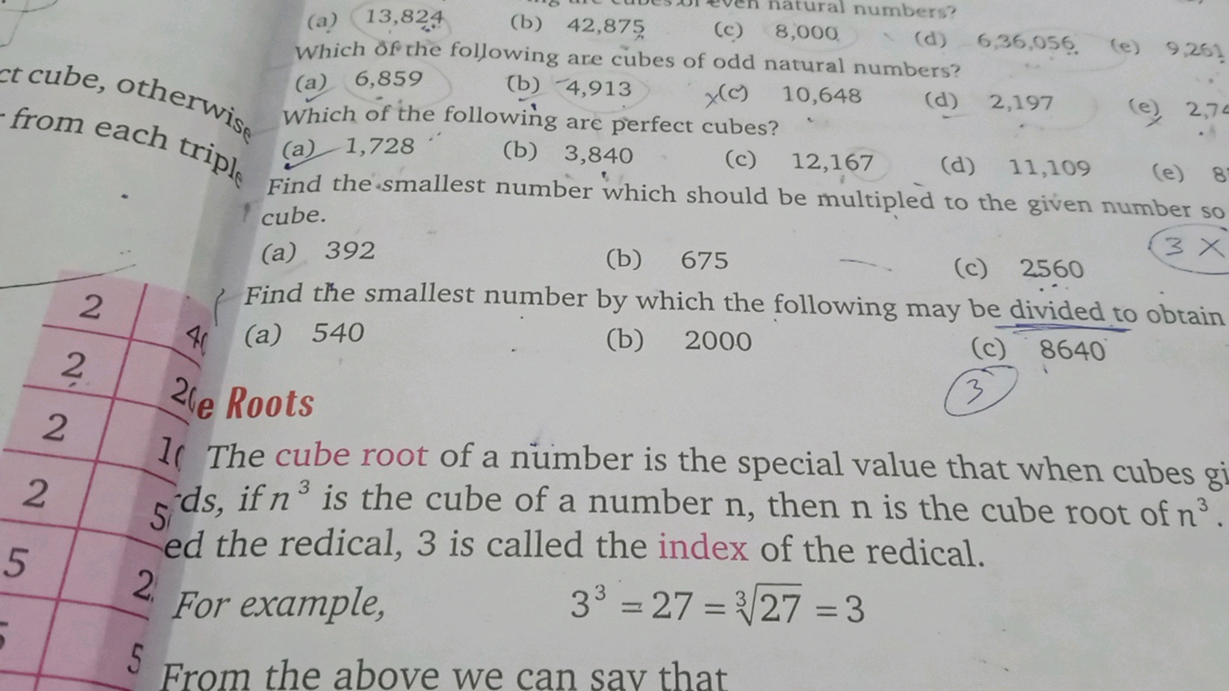 (a) 13,824
(b) 42,875
ct cube, otherwise
Which of the following are cu