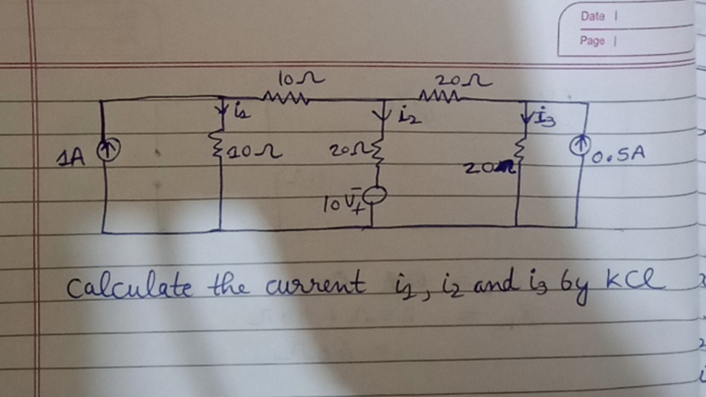 Calculate the current i1​,i2​ and i3​ by kCl