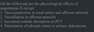 All the following are the physiological effects of angiotensin II exce