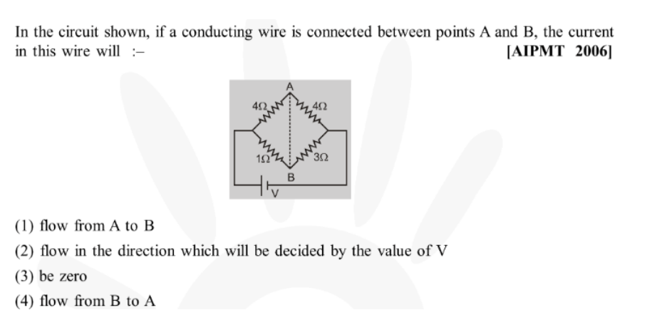 In the circuit shown, if a conducting wire is connected between points