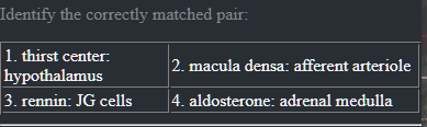 Identify the correctly matched pair:
\begin{tabular} { | l | l | } 
\h