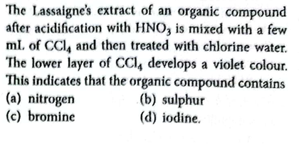 The Lassaigne's extract of an organic compound after acidification wit