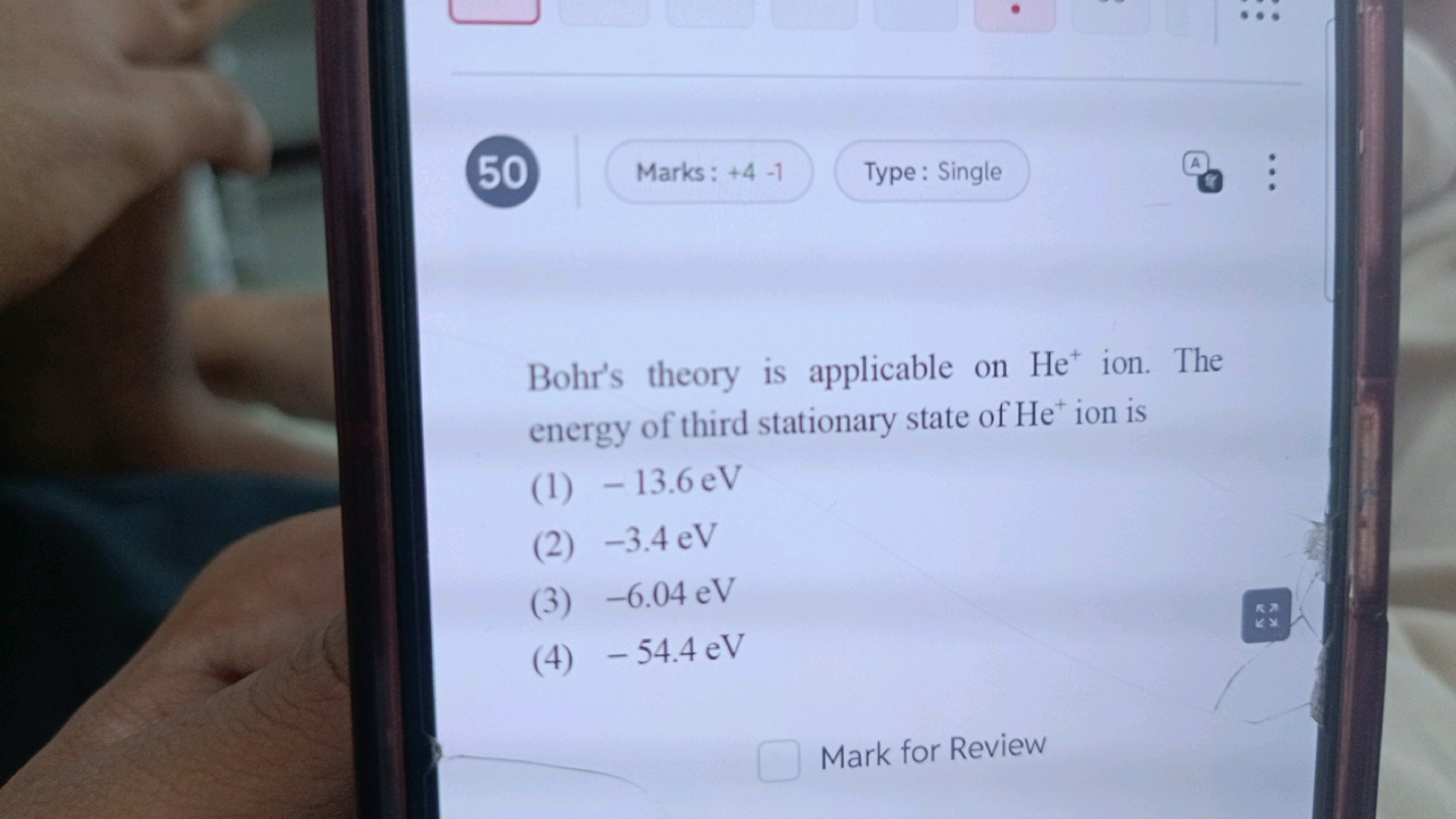 50
Marks: +4 -1
Type: Single

Bohr's theory is applicable on He+ion. T