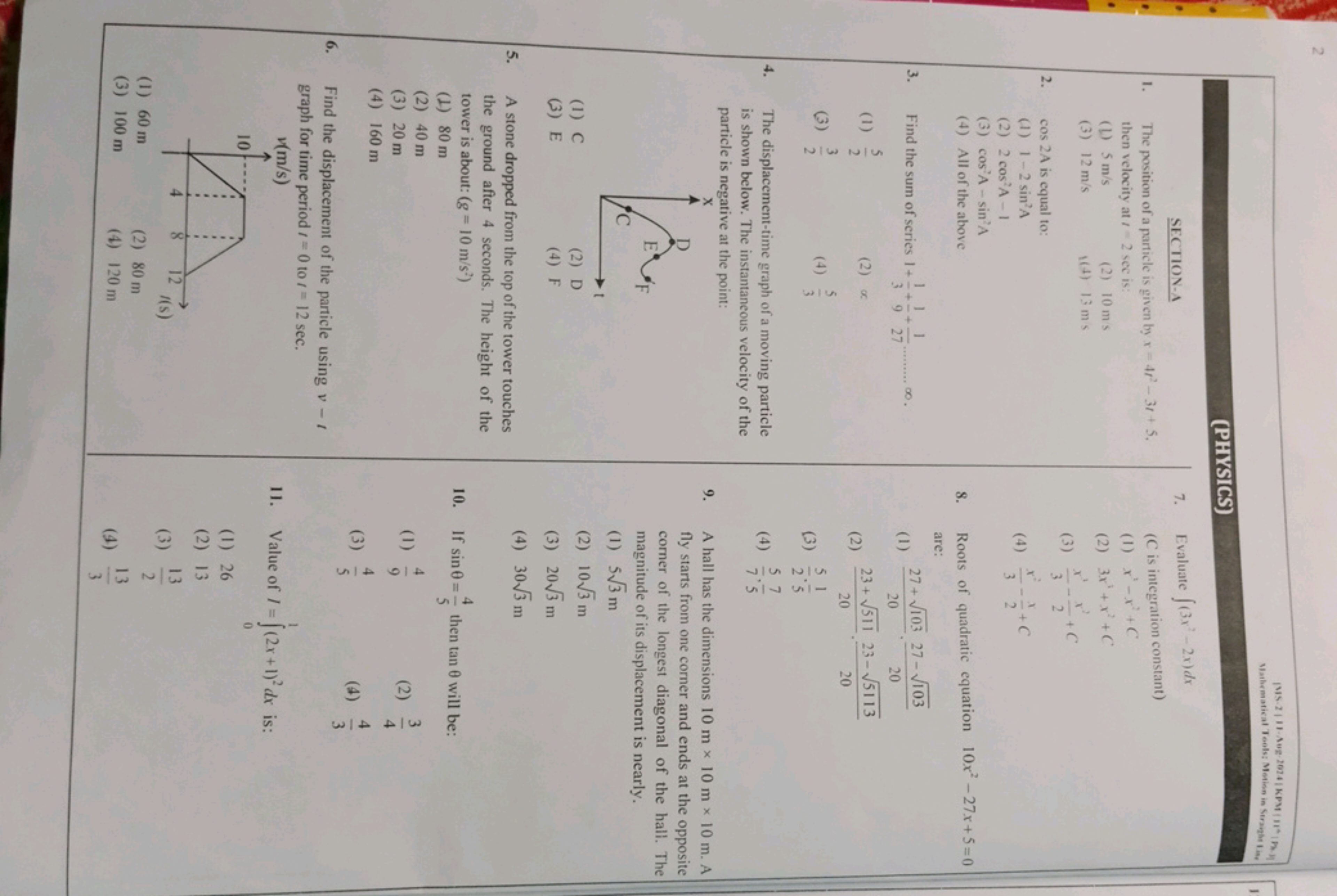 2
|vS-2|11-Ave 2024∣KPM∣11∗∣h/.
Mathematical Teols: Motion in Straighe