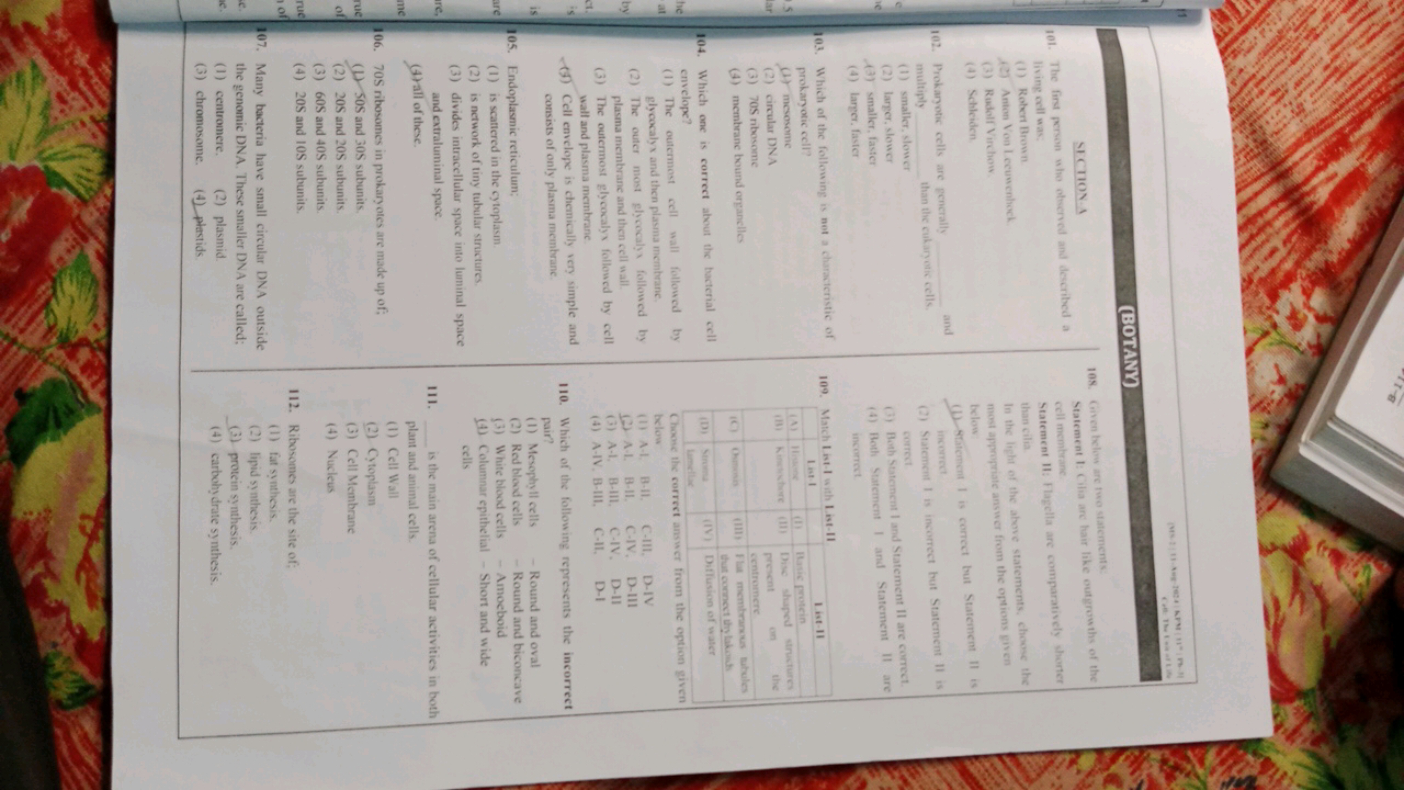 11
1-8
(MS-211-Aug-2024 KPM 11" P
Cell: The Ex of Life
SECTION A
(BOTA