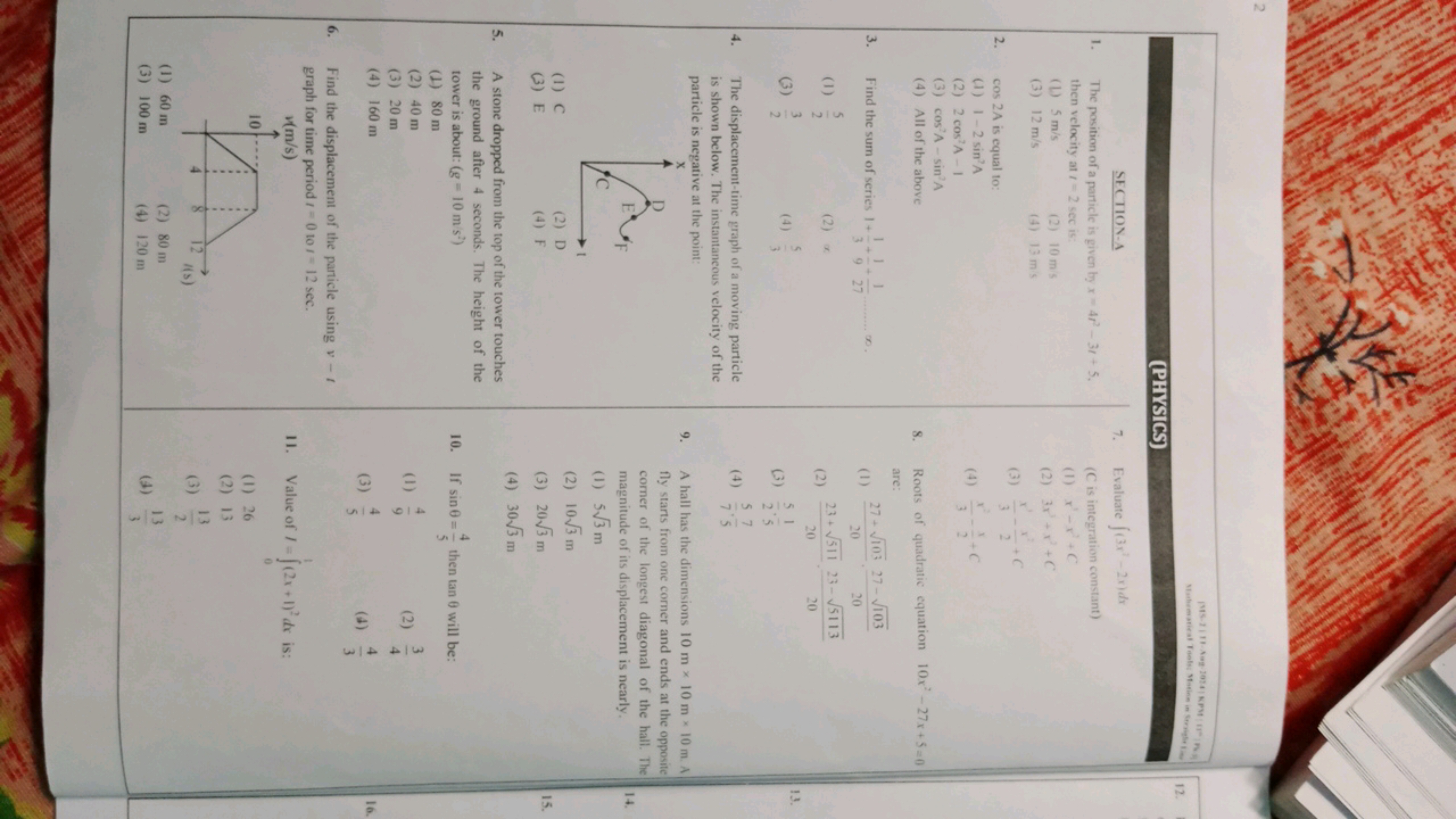 2
(PHYSICS)
MS-2111-Aug-2014 KPM 11P
Mathematical Tools: Motion in Str