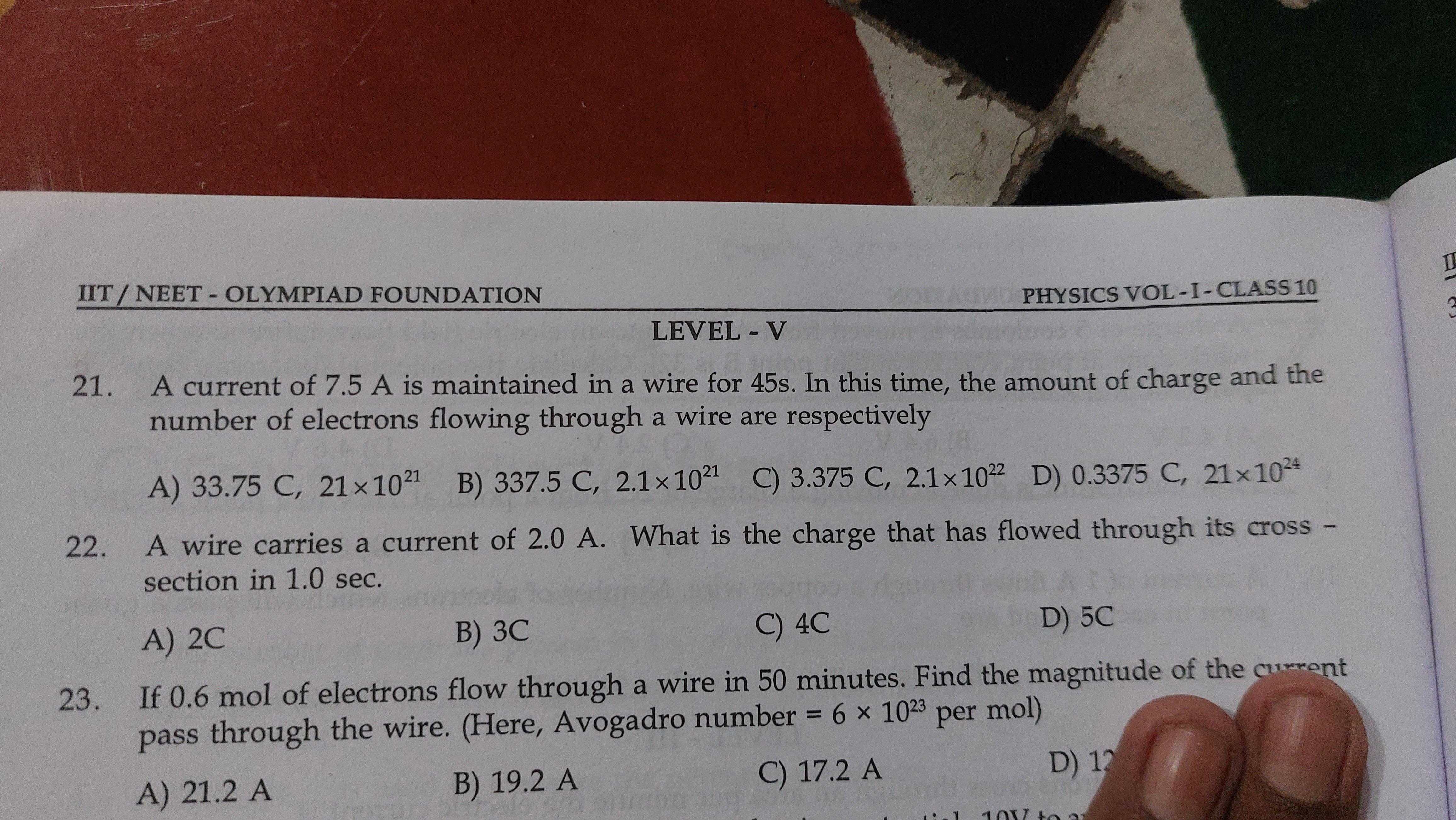 If 0.6 mol of electrons flow through a wire in 50 minutes. Find the ma