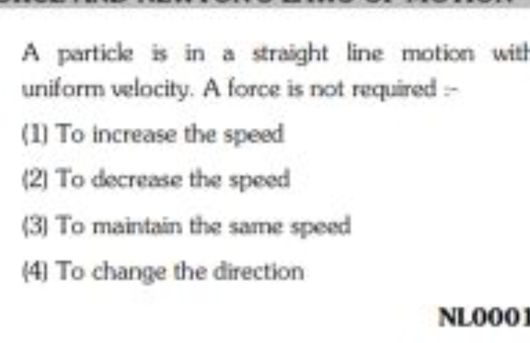 A particle is in a straight line motion witt uniform velocity. A force