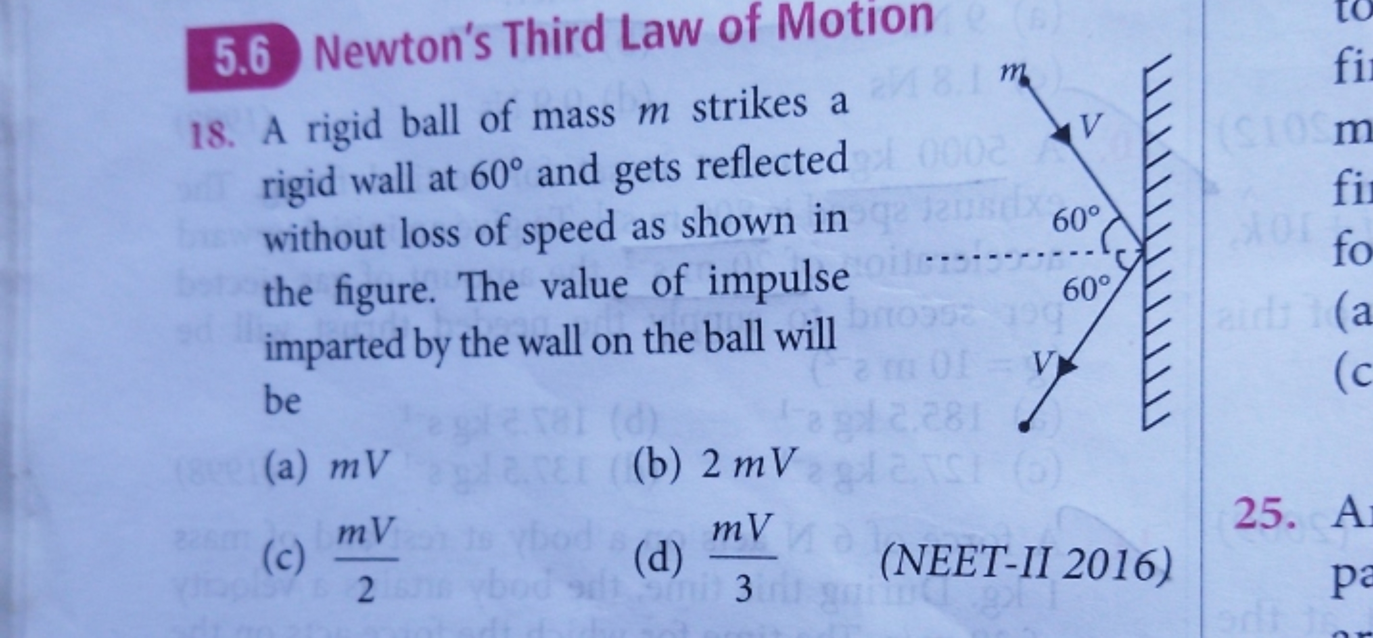 5.6 Newton's Third Law of Motion
18. A rigid ball of mass m strikes a 