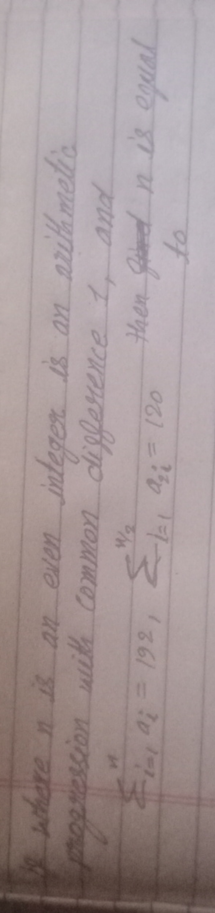 3) where n is an even integer is an arithmetic progression with common