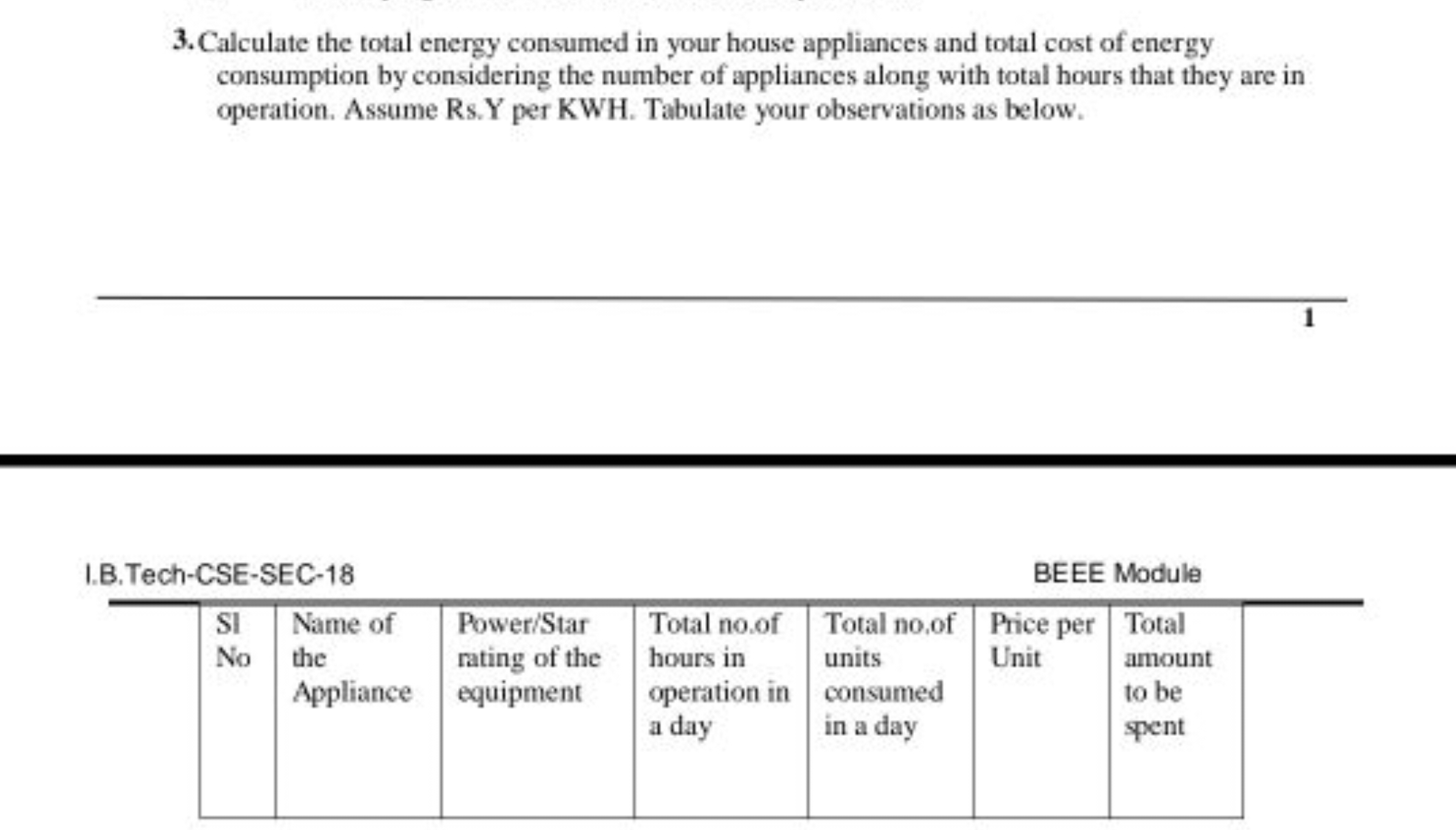 3. Calculate the total energy consumed in your house appliances and to